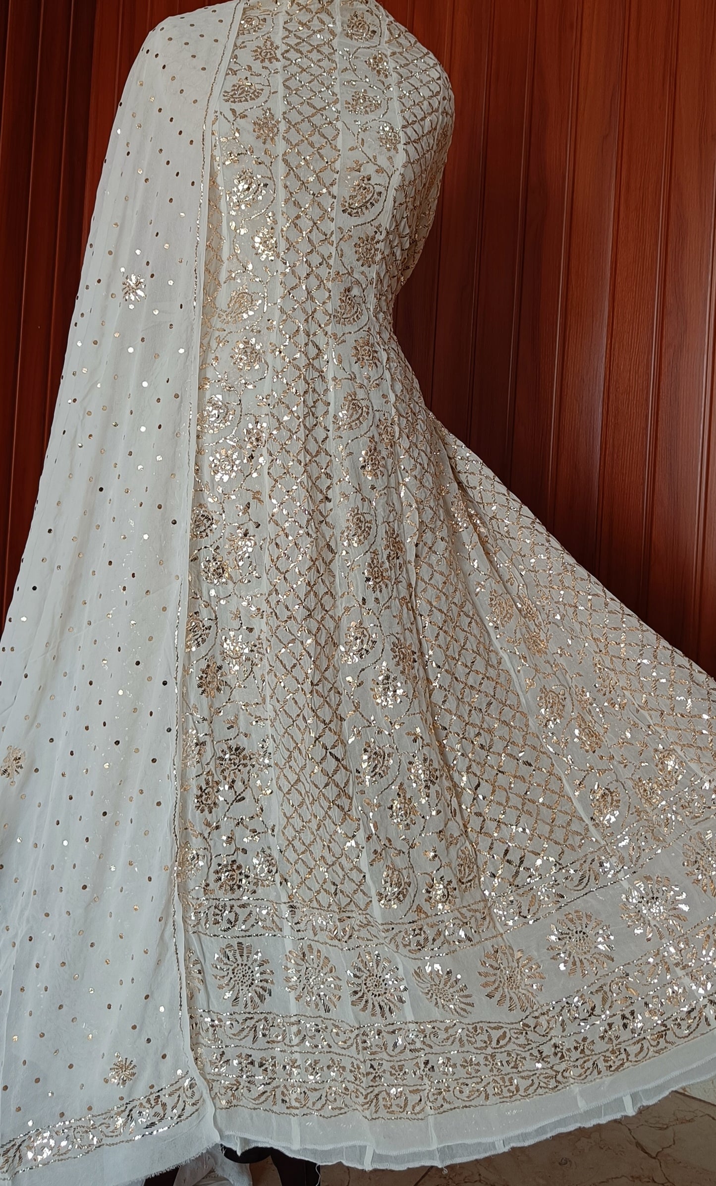 Ruhani Heavy Badla and Mukaish Anarkali Suit