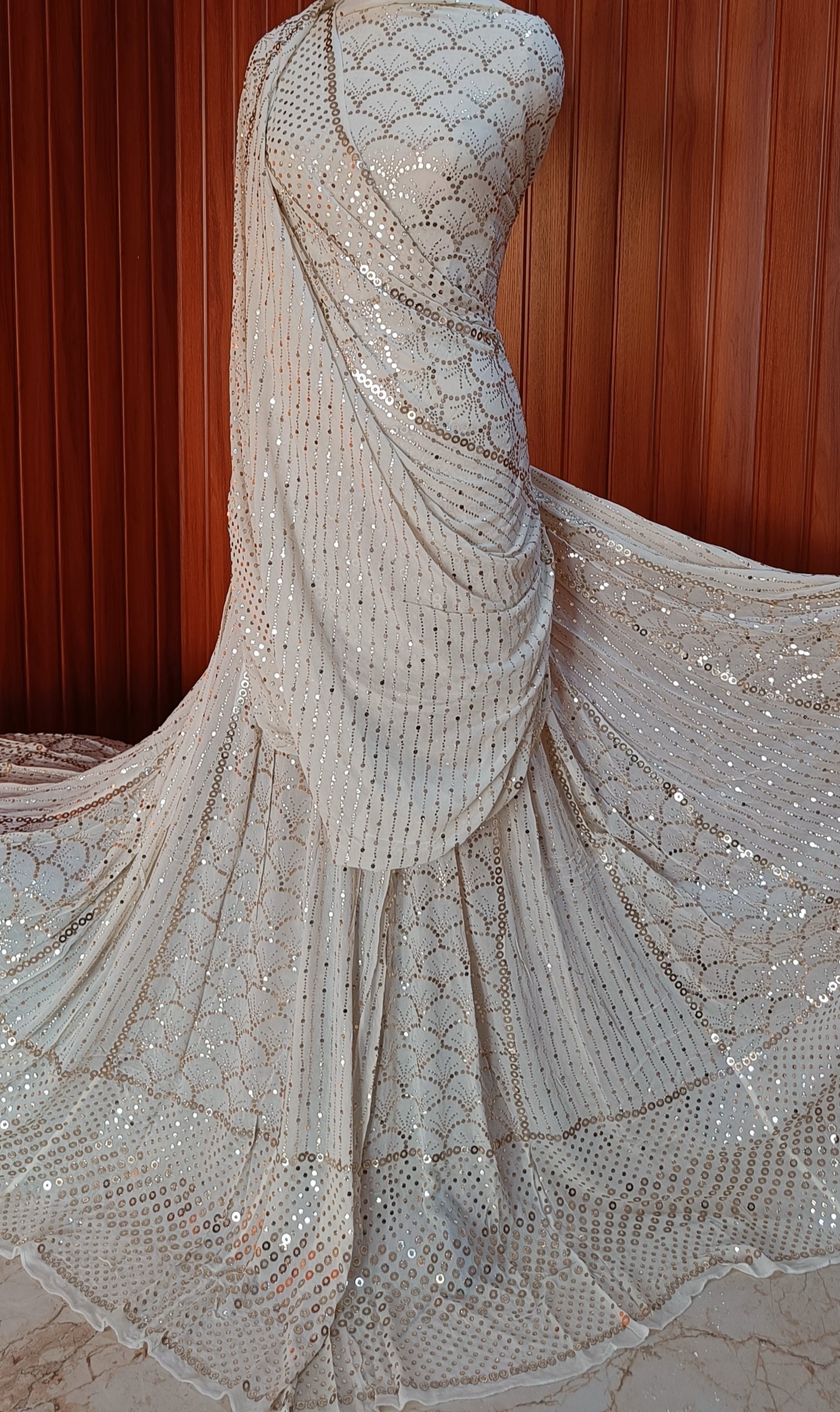 Ruhani Ivory heavy badla and mukaish pure georgette lehenga set