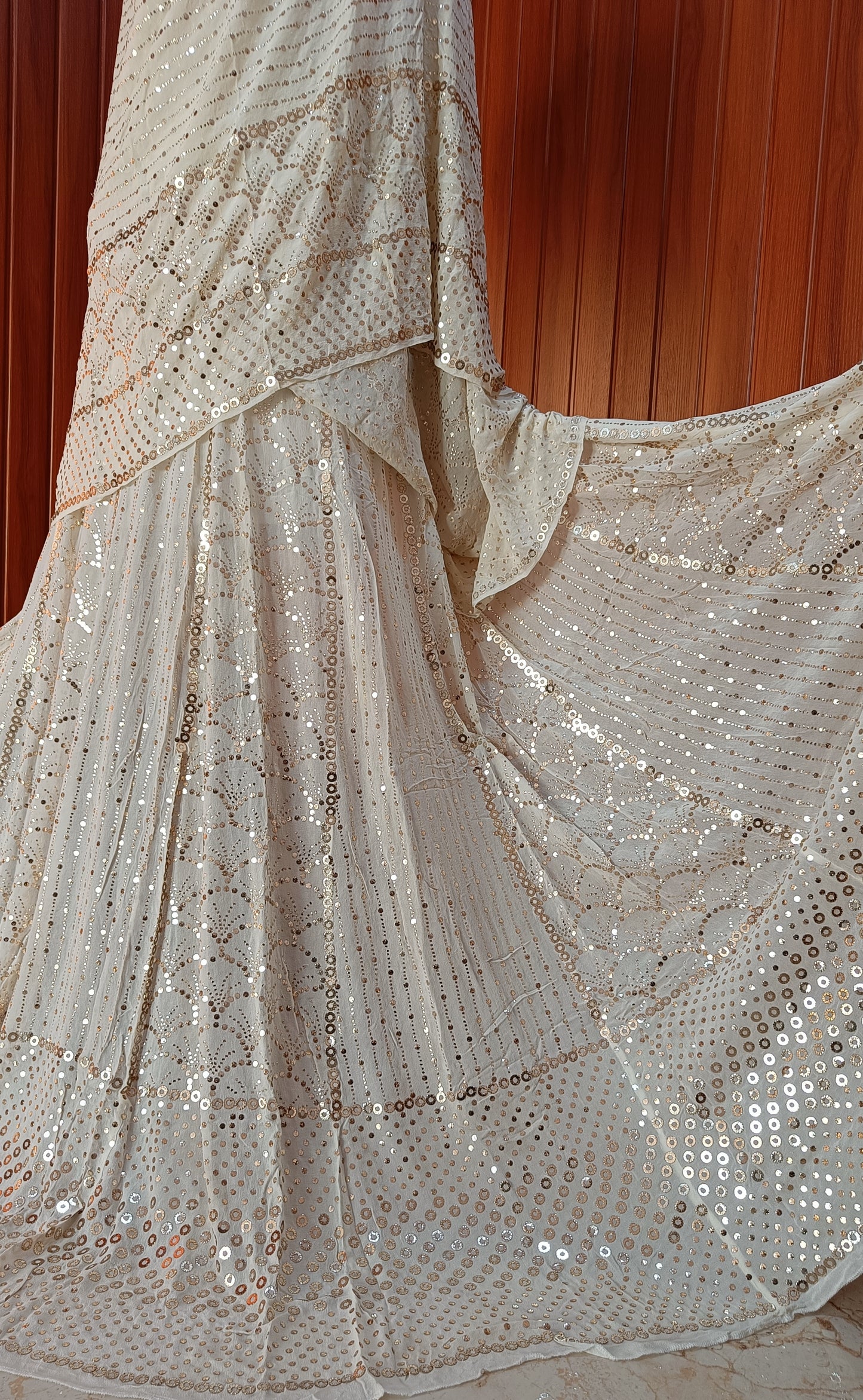 Ruhani Ivory heavy badla and mukaish pure georgette lehenga set