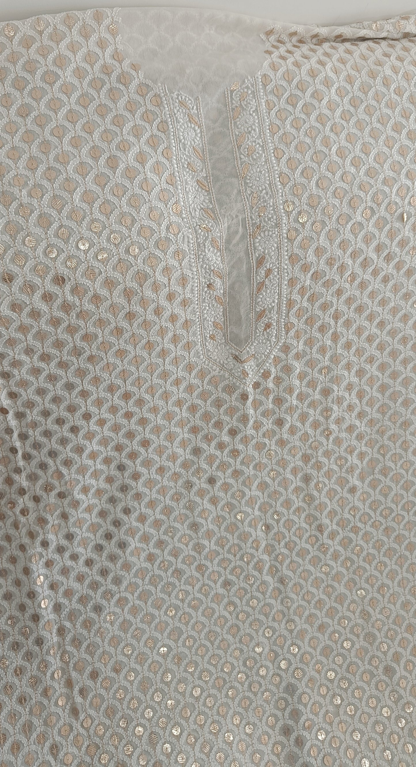 Ruhani Pure Georgette Allover Chikankari and Heavy Gota Patti Men's Wedding Kurta