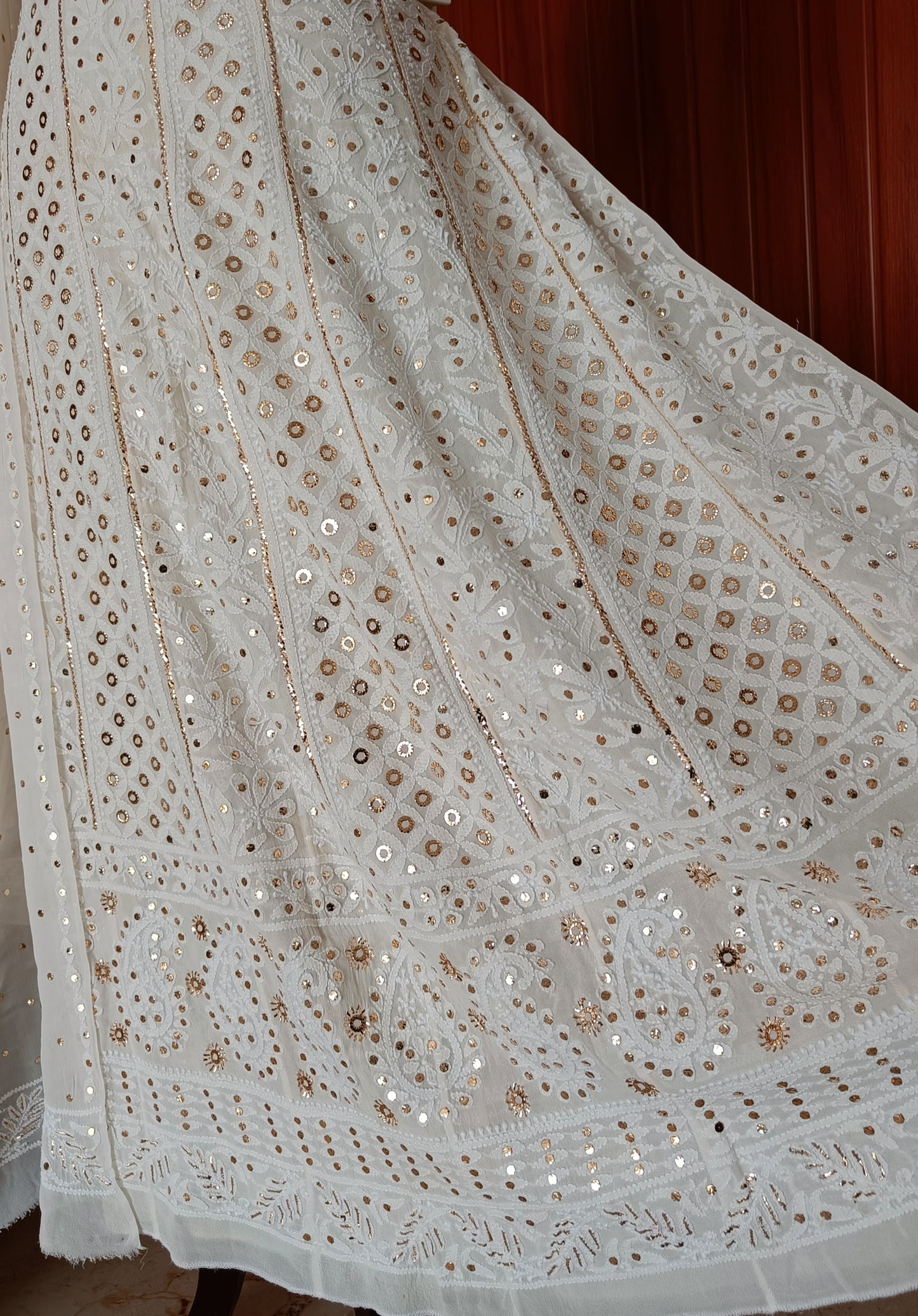 Ruhani Allover Chikankari and Heavy Ring Mukaish Anarkali with Dupatta