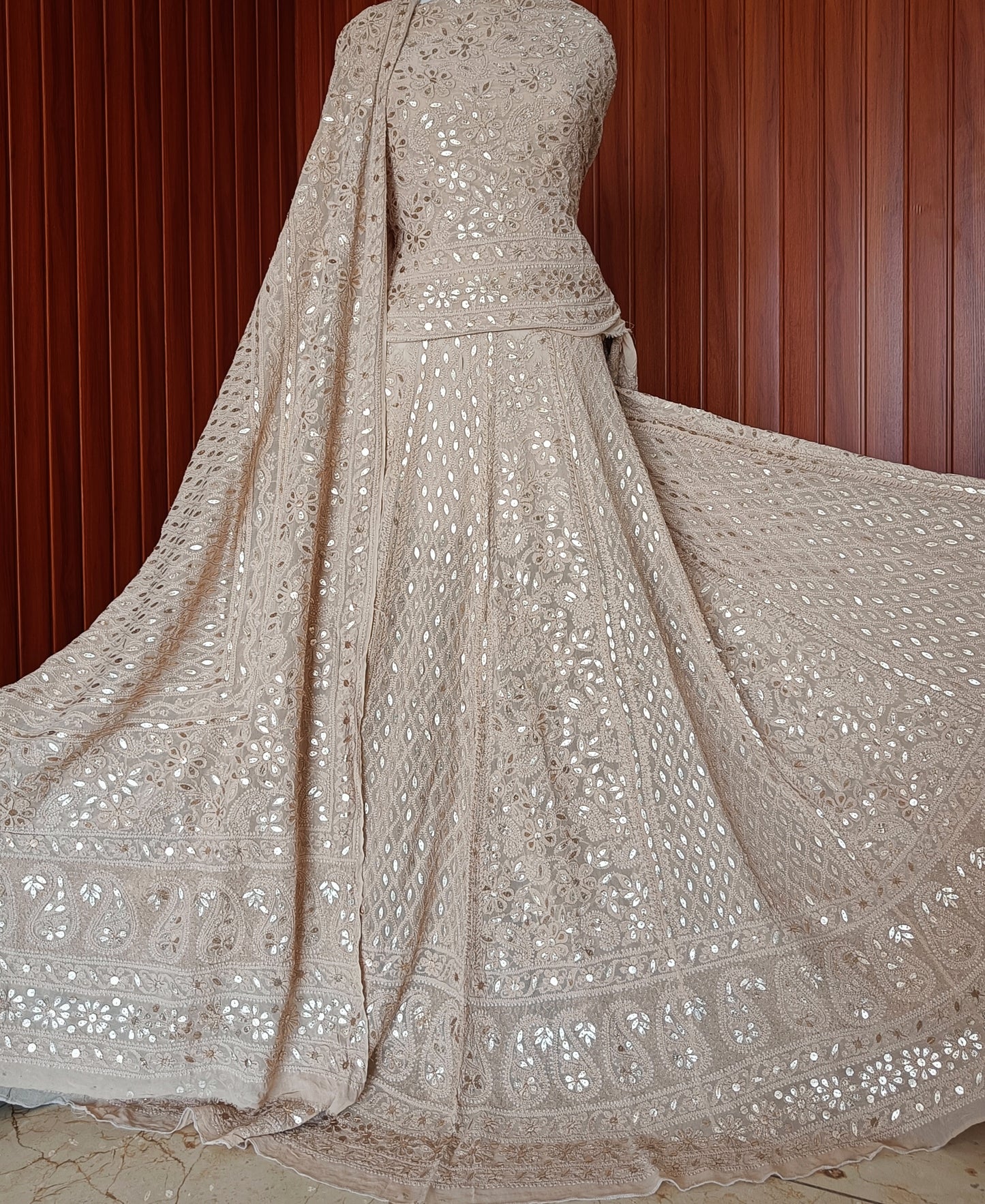 Ruhani Chikankari and Gota Patti Pure Georgette Lehenga Set