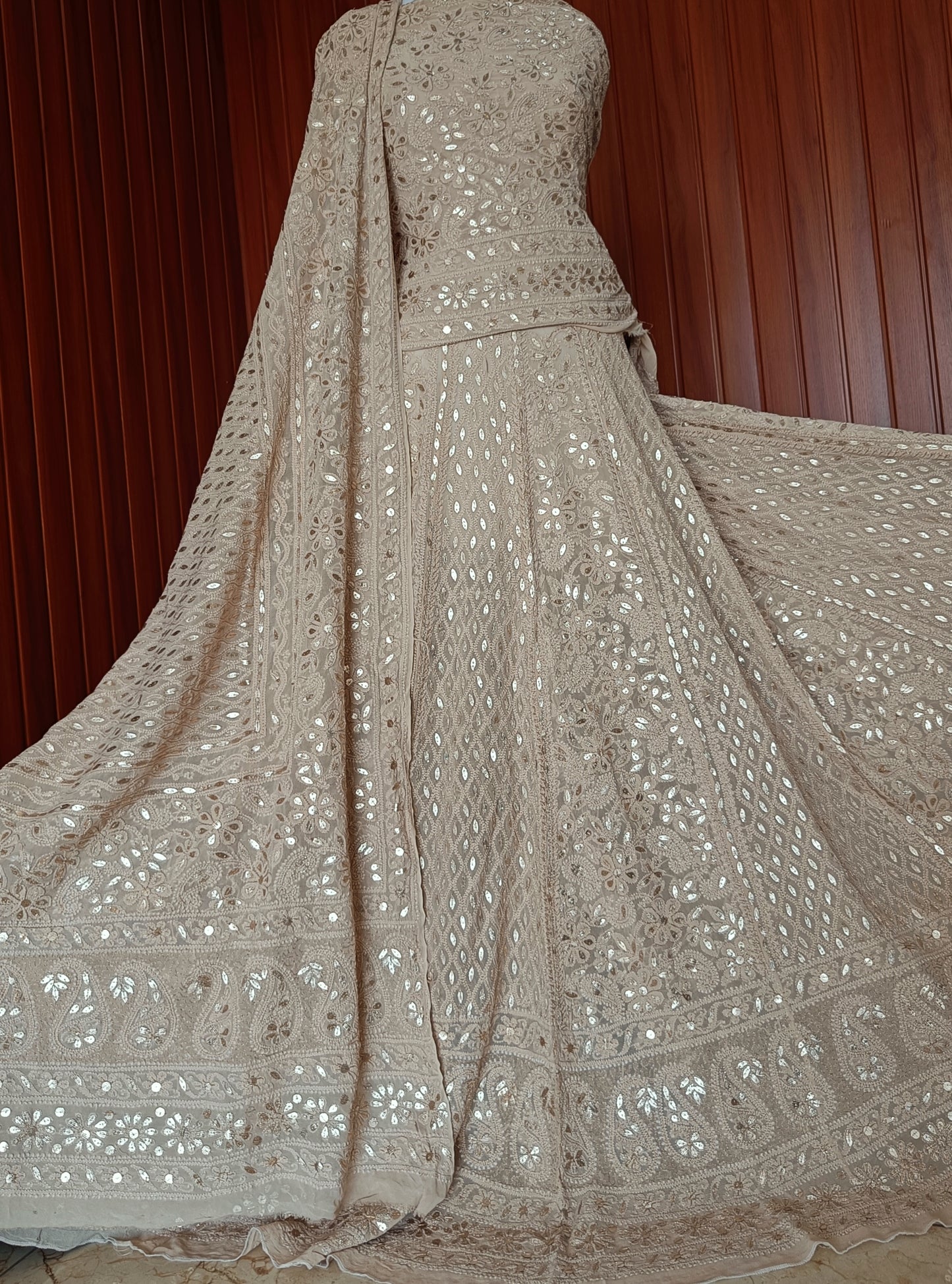 Ruhani Chikankari and Gota Patti Pure Georgette Lehenga Set