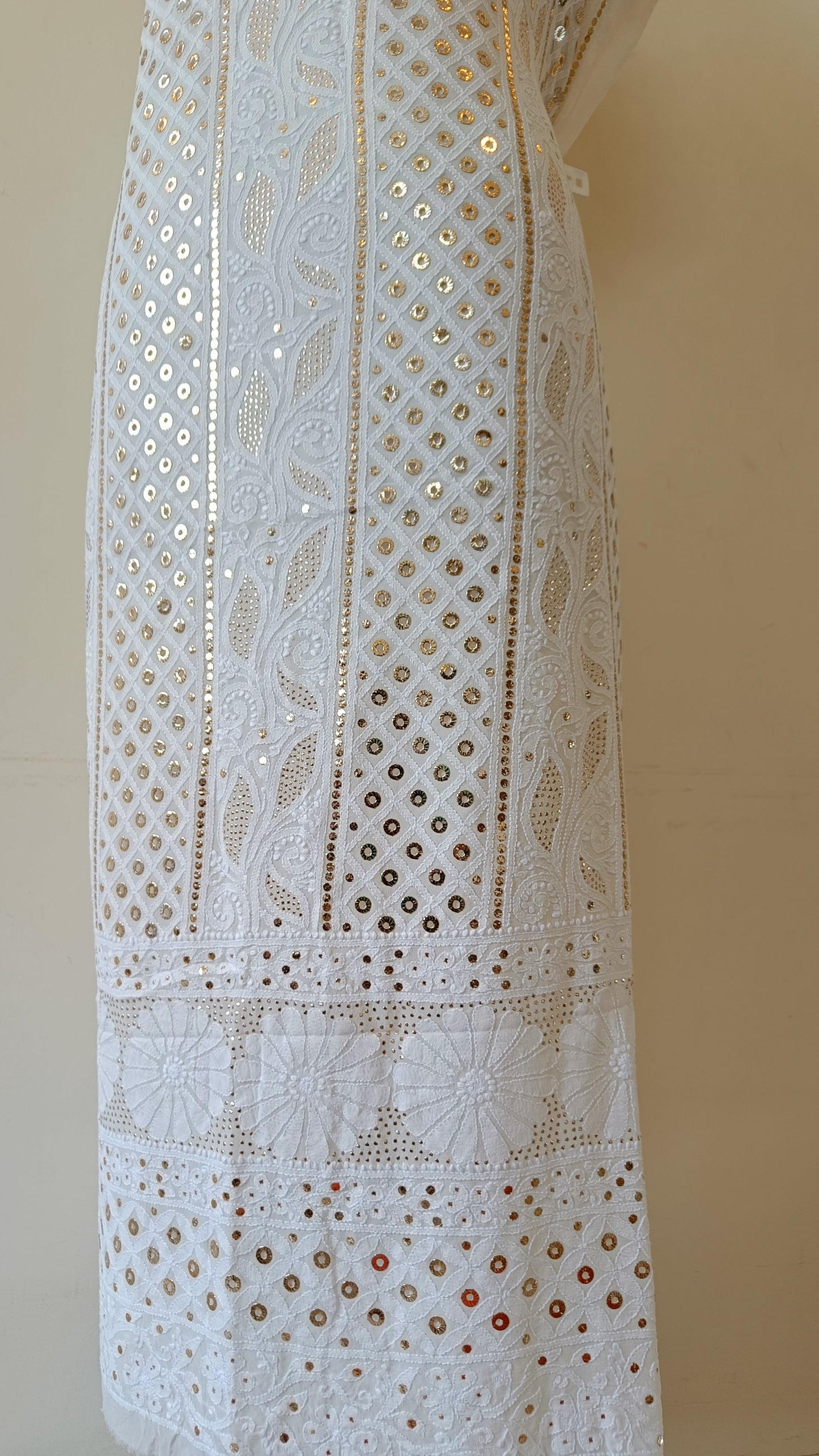 Ivory Chikankari and Ring Mukaish Kurta and Dupatta