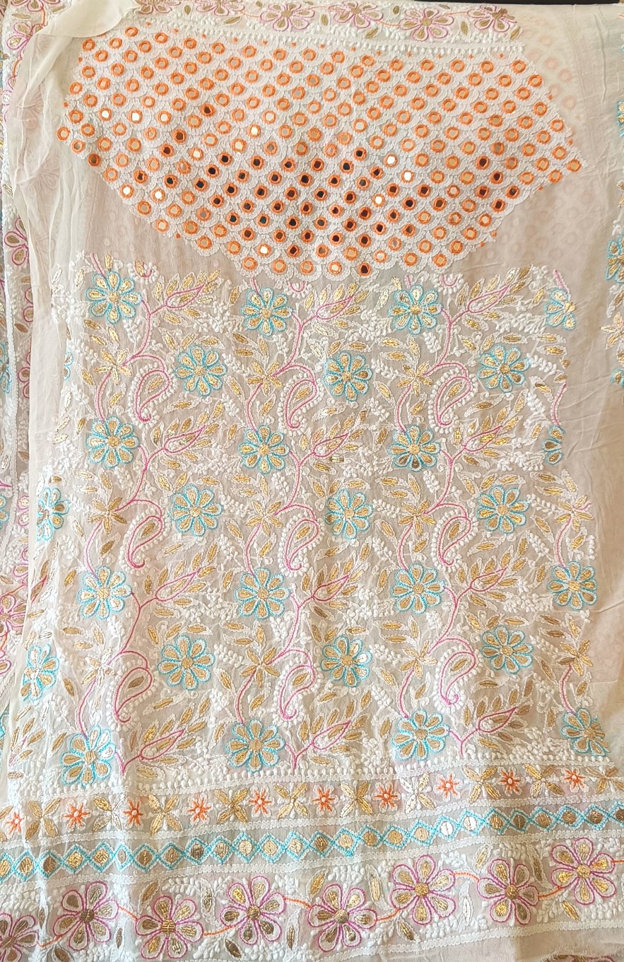 Ruhani Chikankari Mirror Gota and Multicolored Thread Work Wedding Lehenga