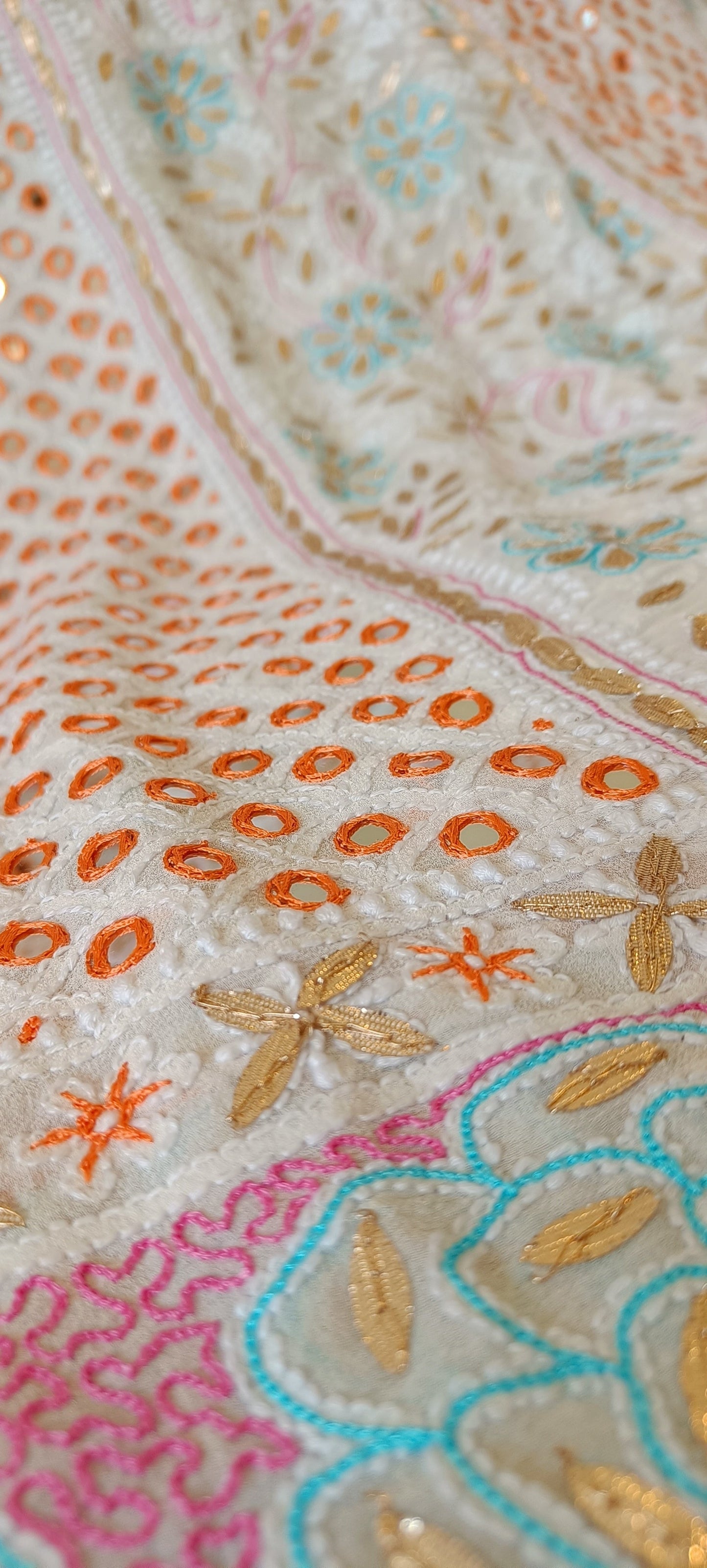 Ruhani Chikankari Mirror Gota and Multicolored Thread Work Wedding Lehenga