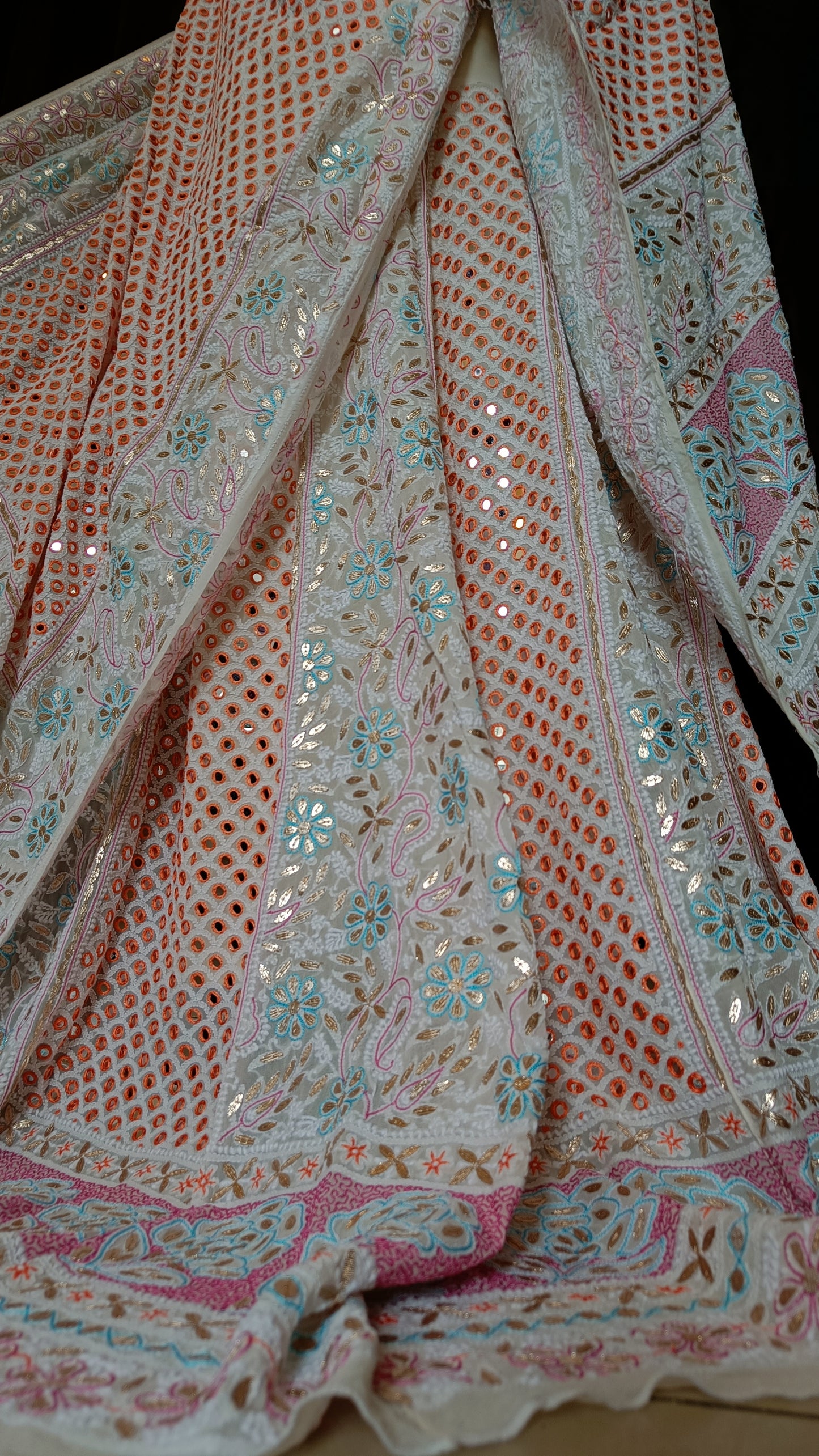 Ruhani Chikankari Mirror Gota and Multicolored Thread Work Wedding Lehenga