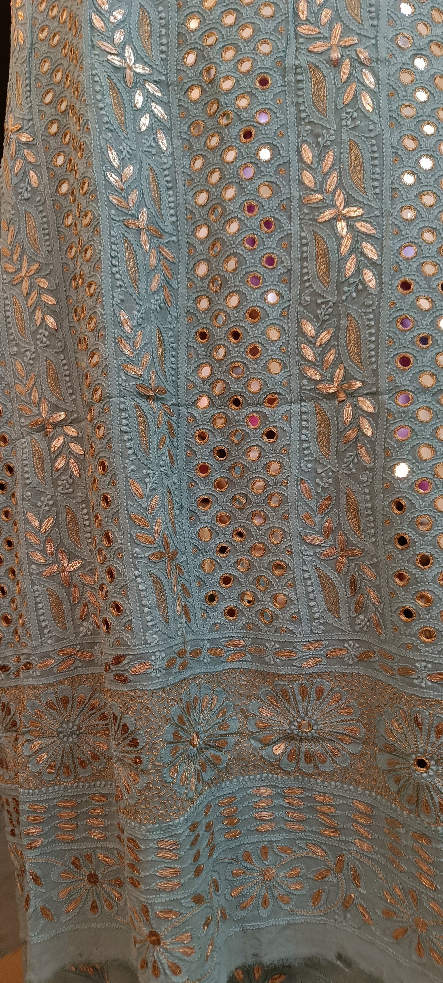 Ocean blue Chikankari mirror and gota patti kurta and Dupatta