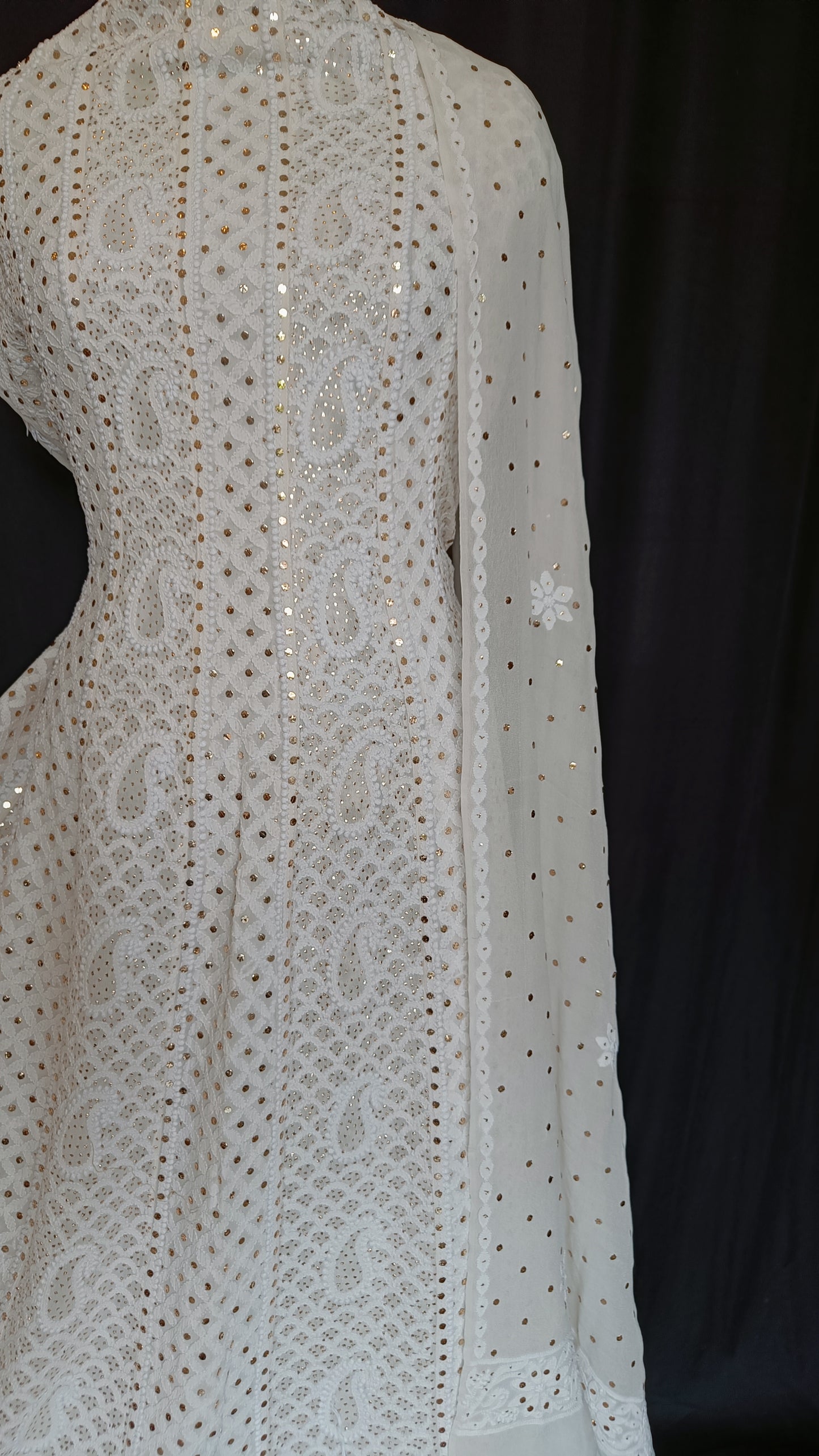 Ruhani Allover Chikankari and Heavy Mukaish Anarkali with Dupatta