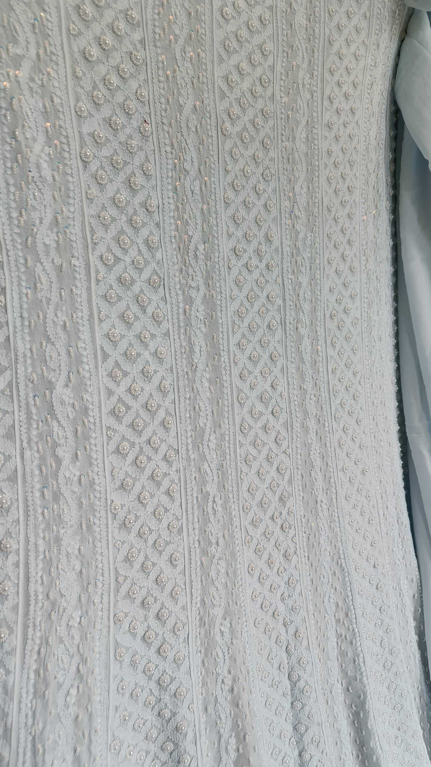 Powder Blue Chikankari and Pearl Embroidered Anarkali with Dupatta