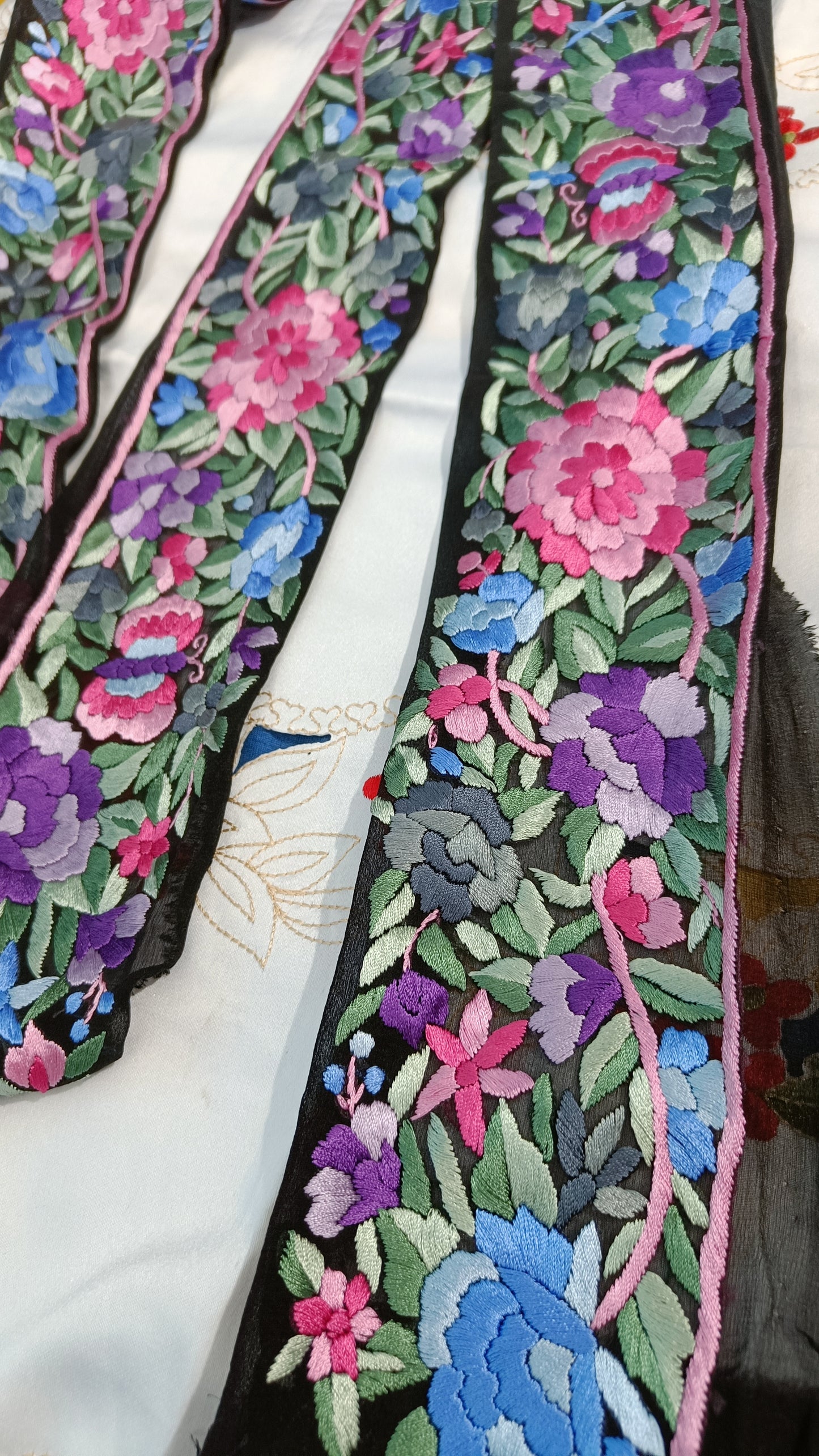 Black hand embroidered parsi gara border