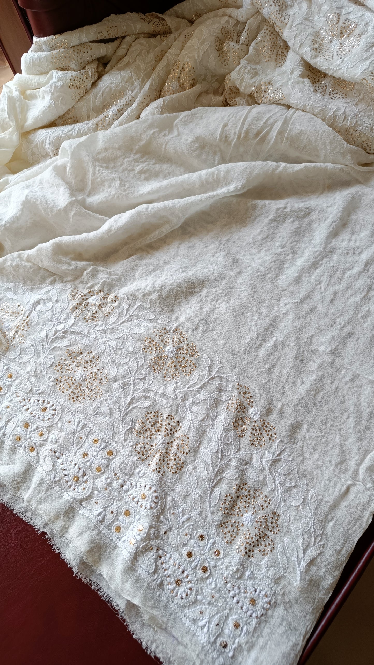 Ruhani Ivory Allover Chikankari and Mukaish Saree