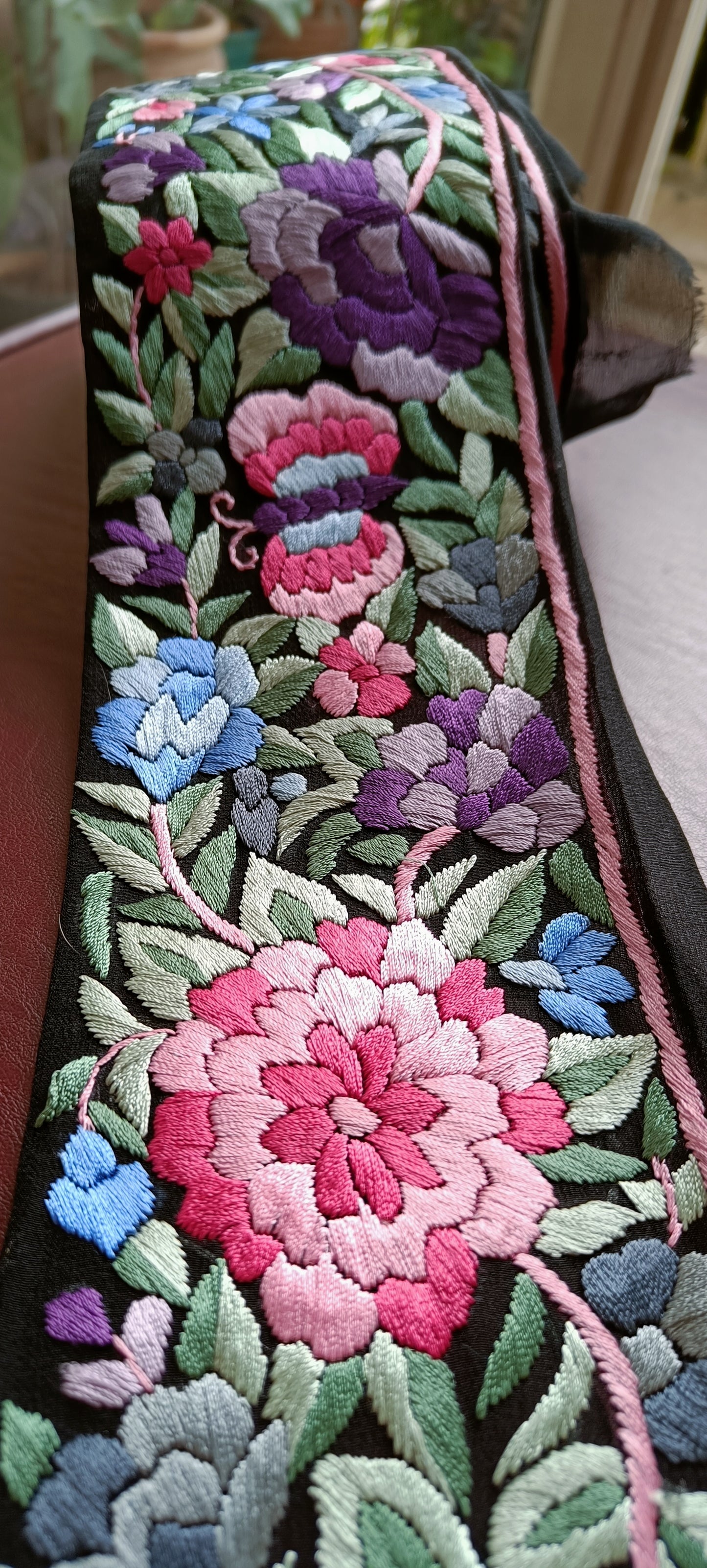 Black hand embroidered parsi gara border