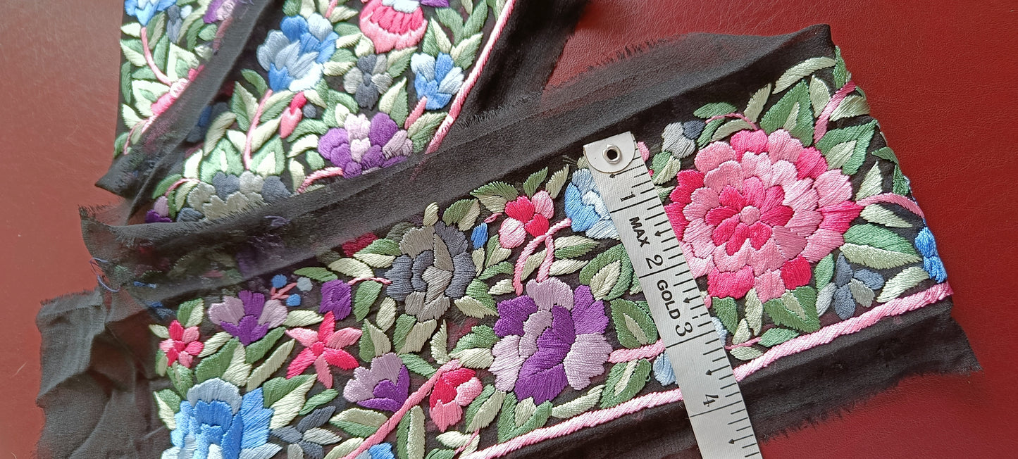 Black hand embroidered parsi gara border
