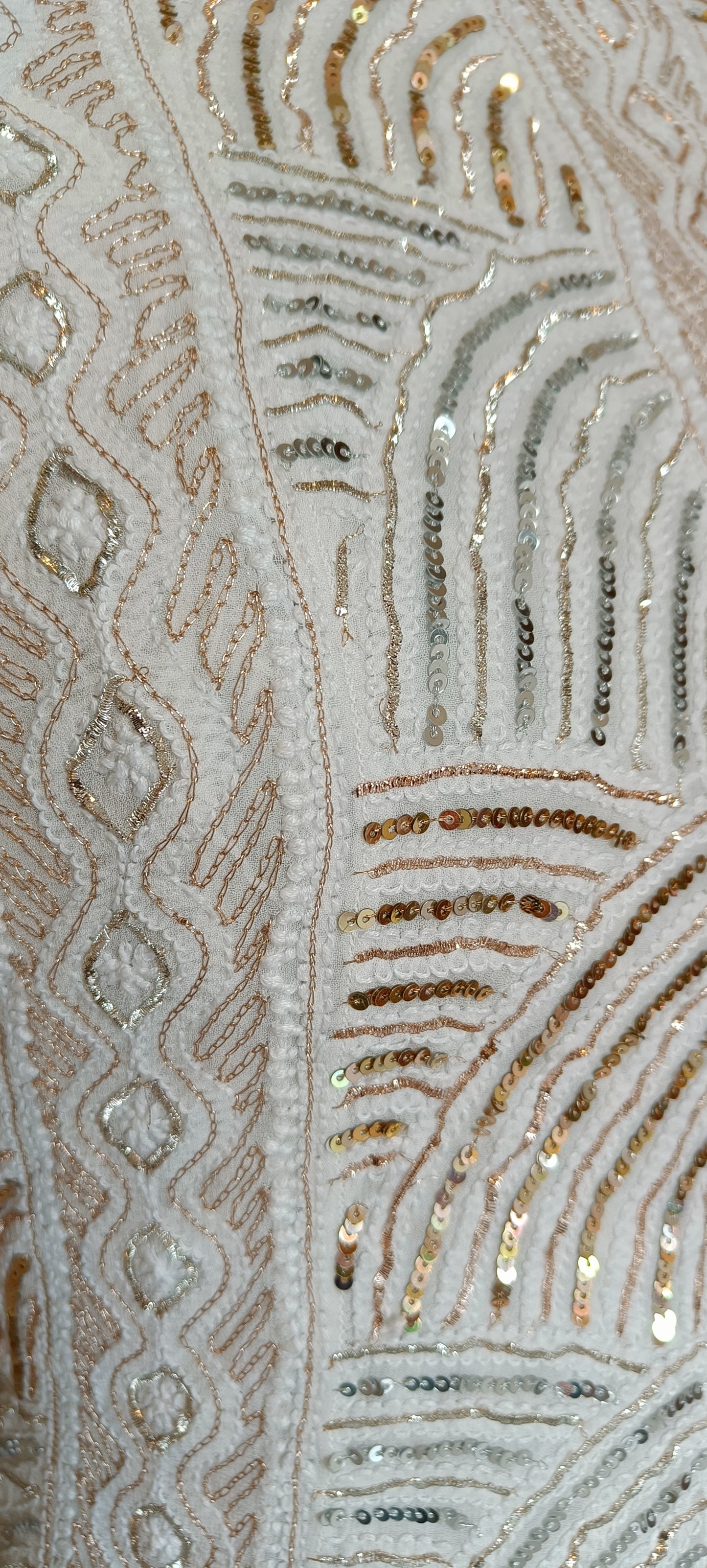 Ivory Chikankari and Sequins Anarkali with Dupatta