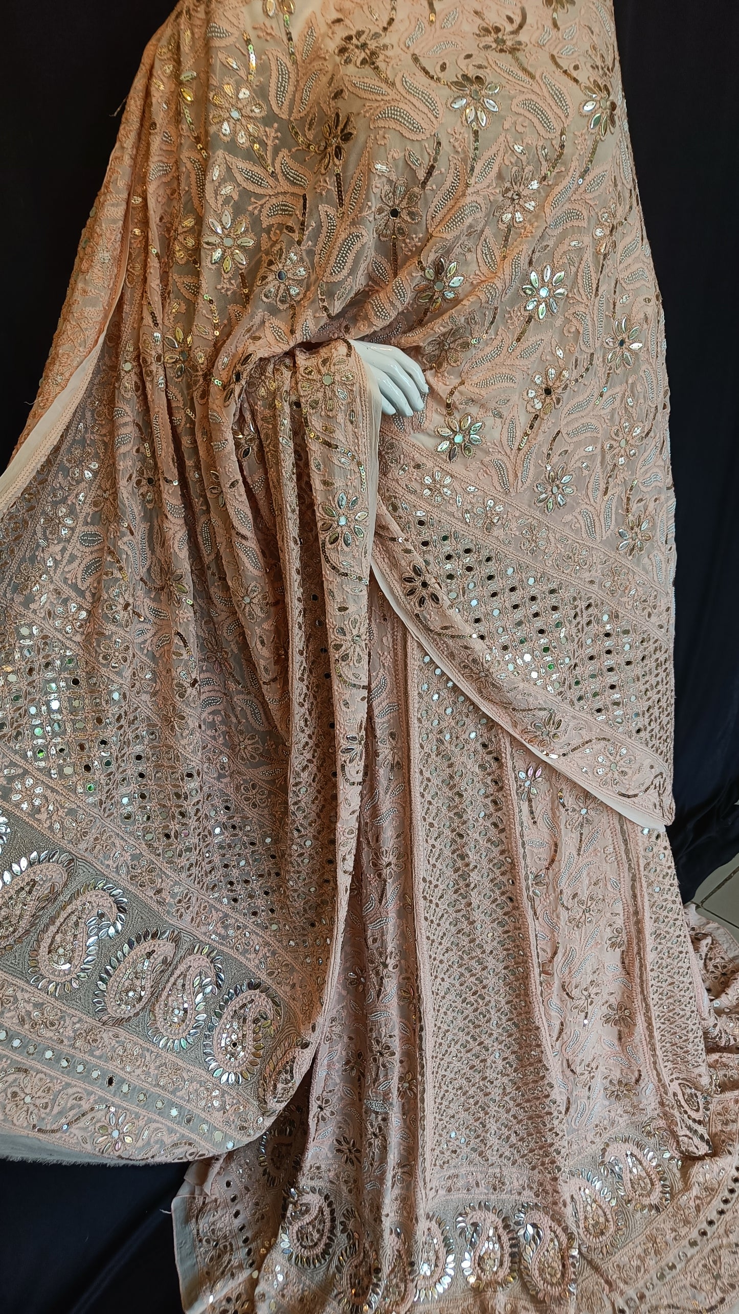 Ruhani Chikankari Mirror Pearl Sequins Wedding Lehenga Set