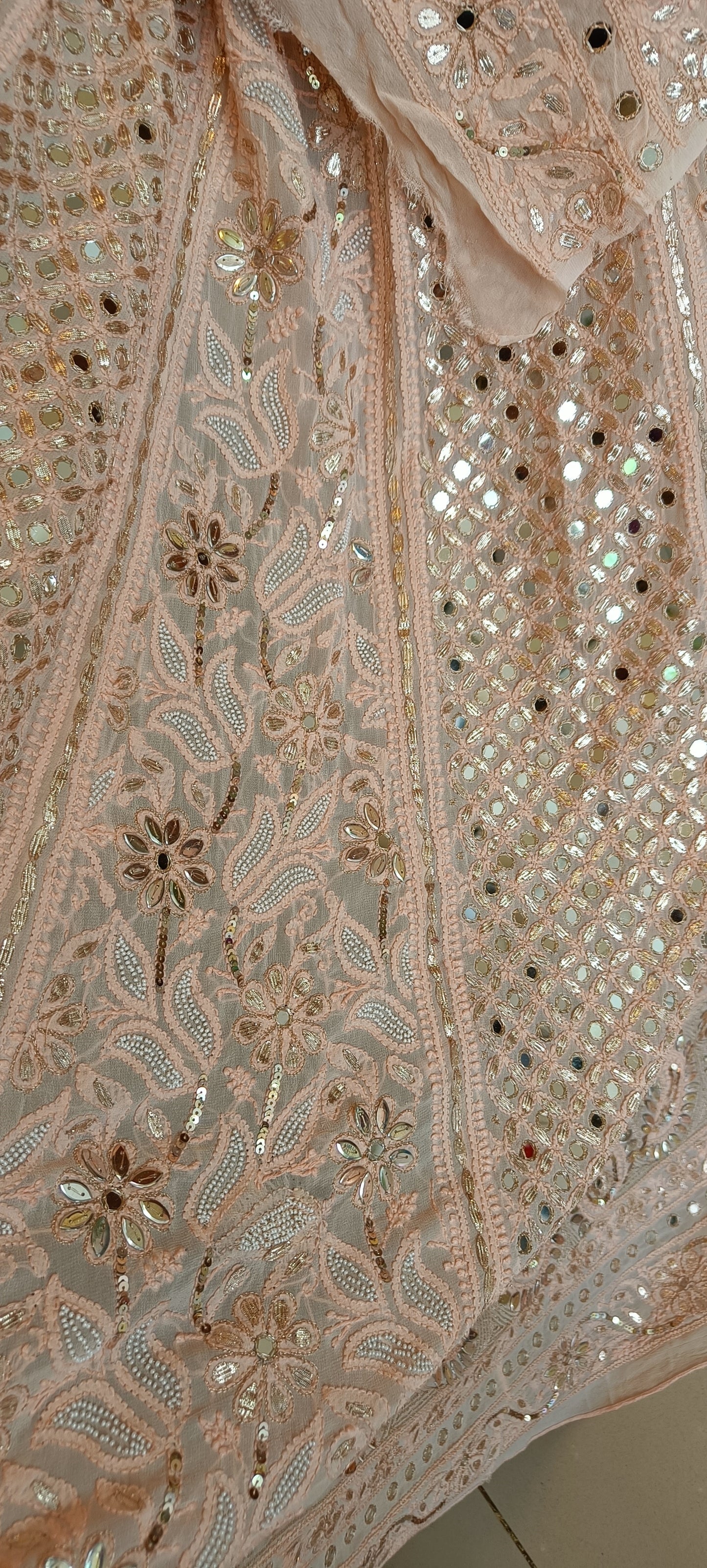 Ruhani Chikankari Mirror Pearl Sequins Wedding Lehenga Set