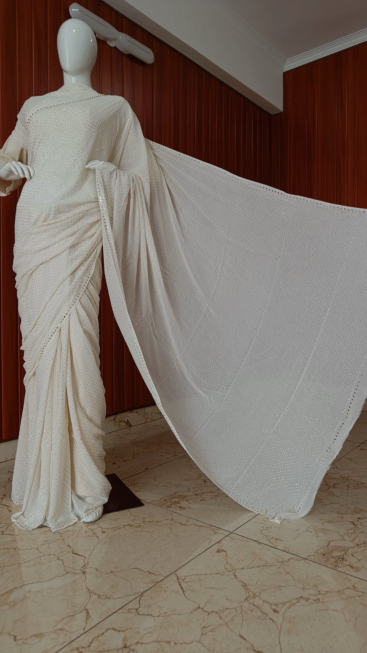 Ruhani Allover Bareek Mukaish Dana Pure Georgette Saree