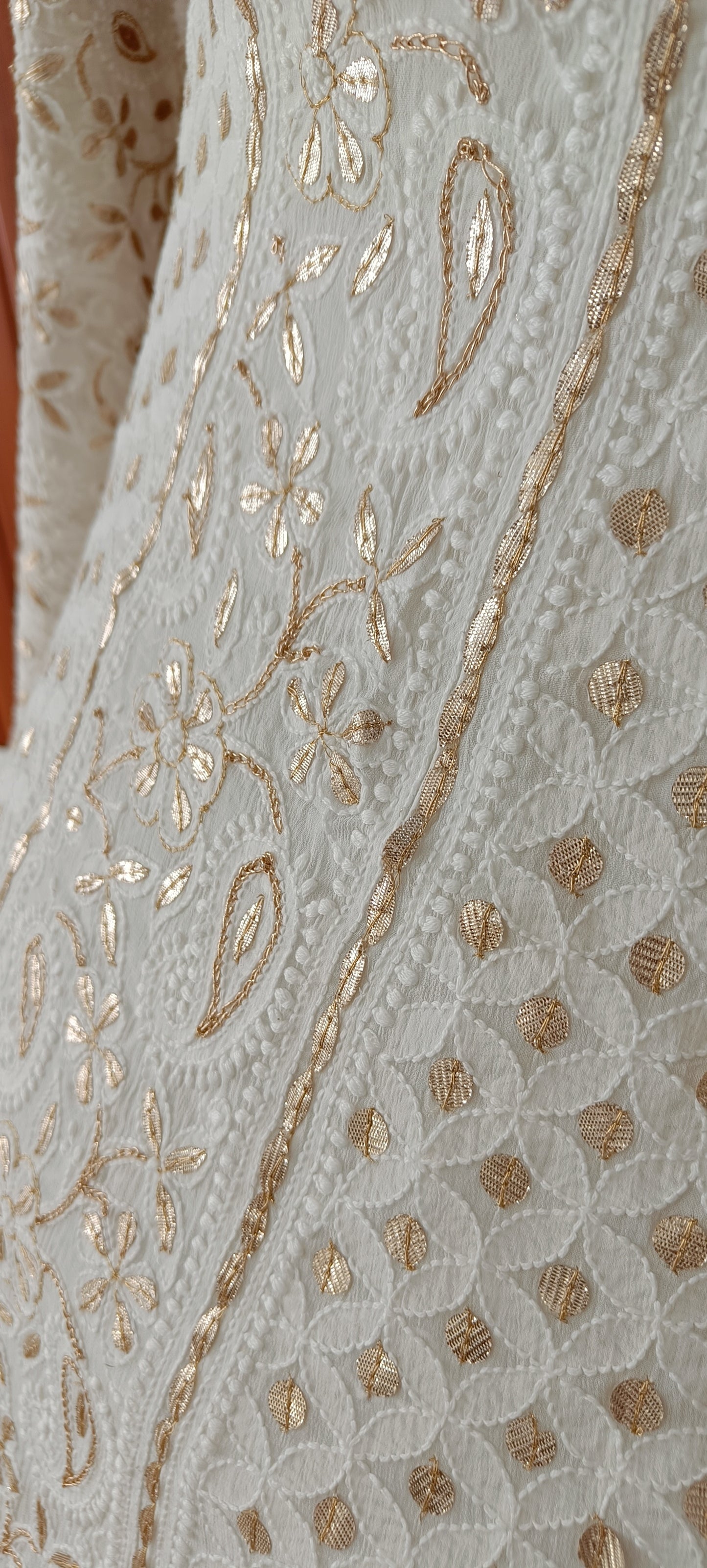 Ivory Chikankari and Gota Patti Georgette Lehenga Set