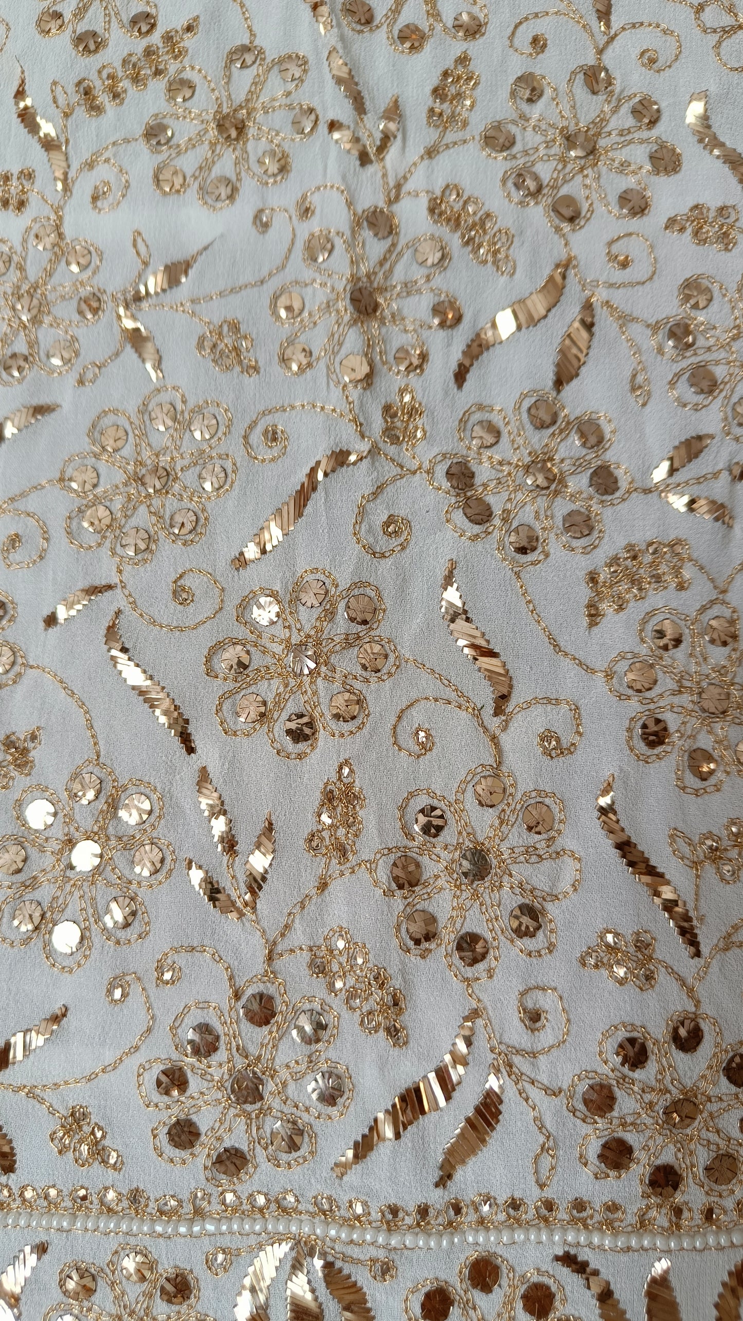 Ruhani Golden Aari and Mukaish work Pure Georgette Wedding Lehenga