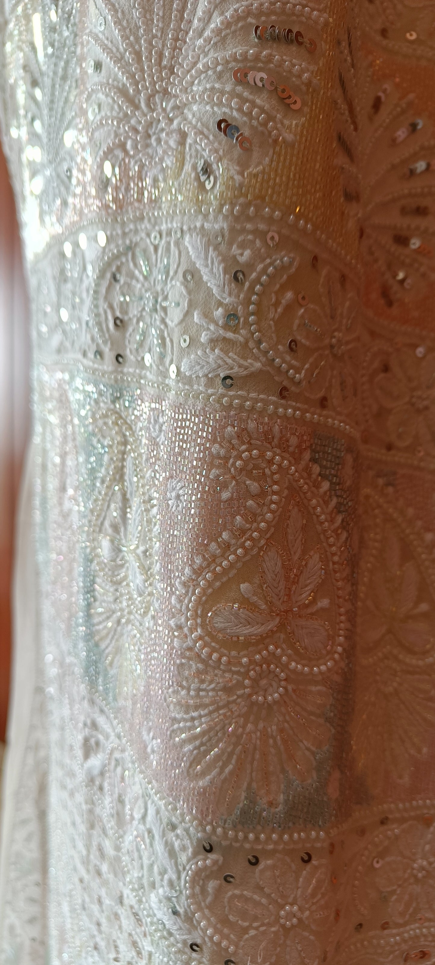 Ruhani 3 taar Chikankari Saree embellished with Sequins and Cut Dana