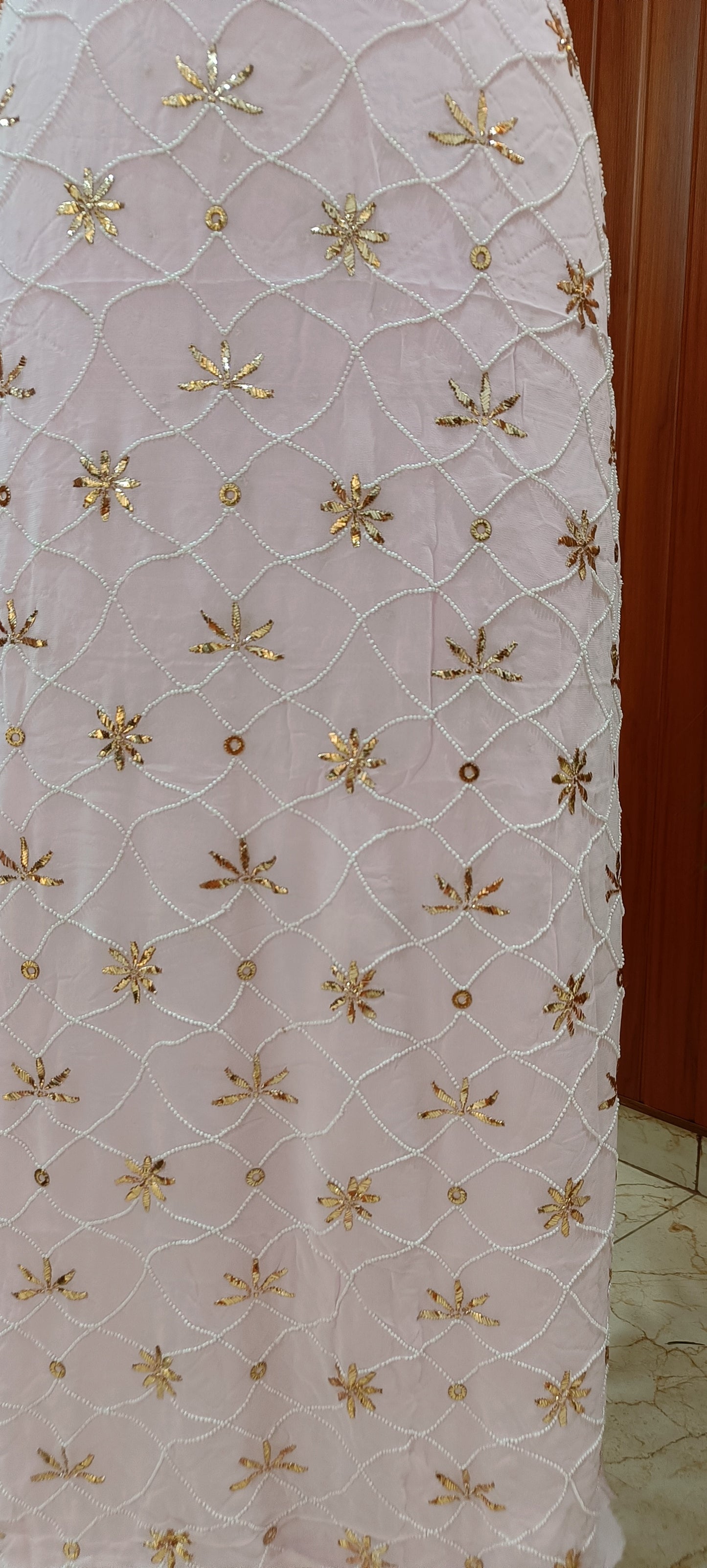 Ruhani Pink Badla and Pearl Embroidered Kurta & Dupatta Set