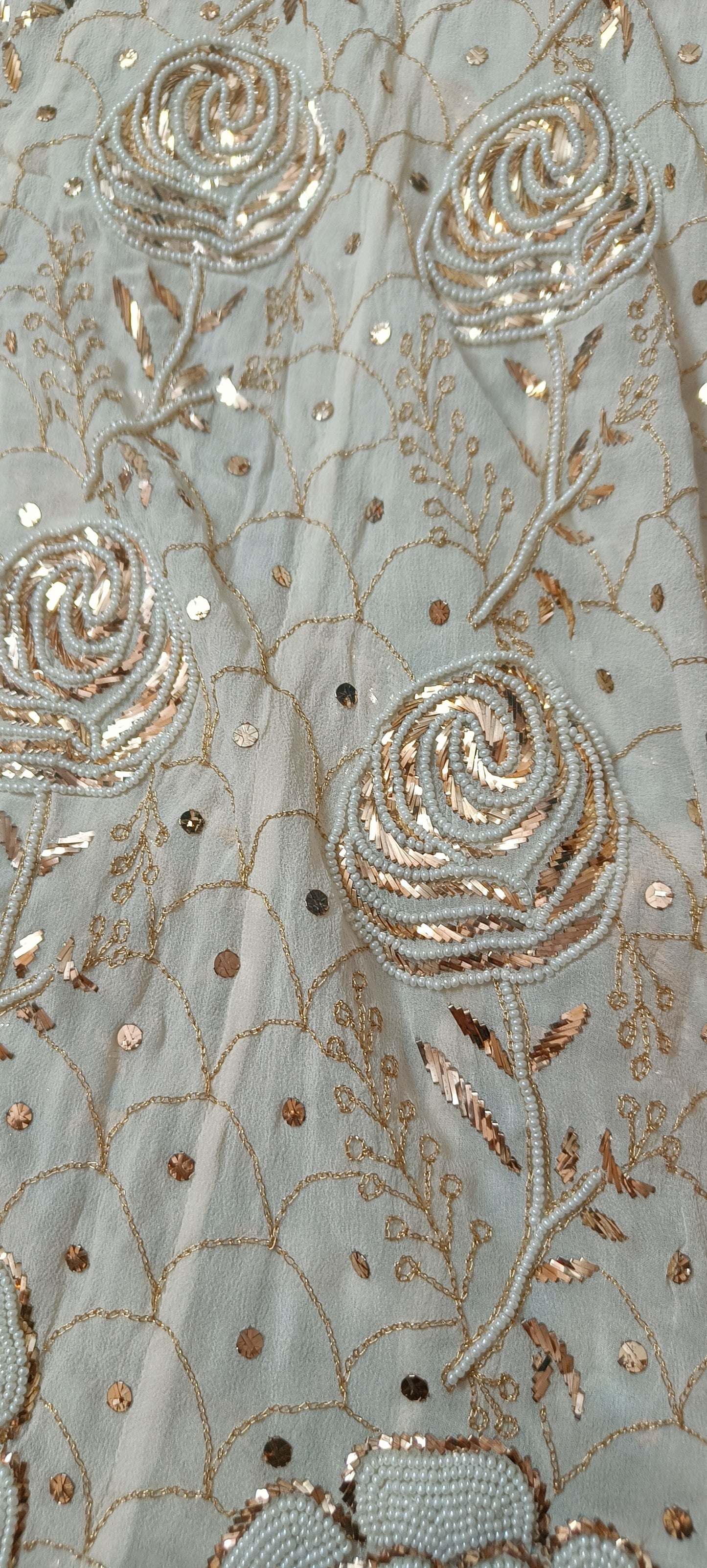 Ivory Ruhani Badla and Pearl Embroidered Anarkali Suit