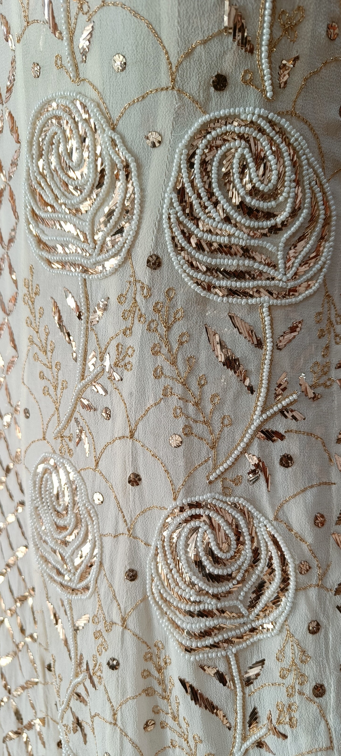 Ivory Ruhani Badla and Pearl Embroidered Anarkali Suit