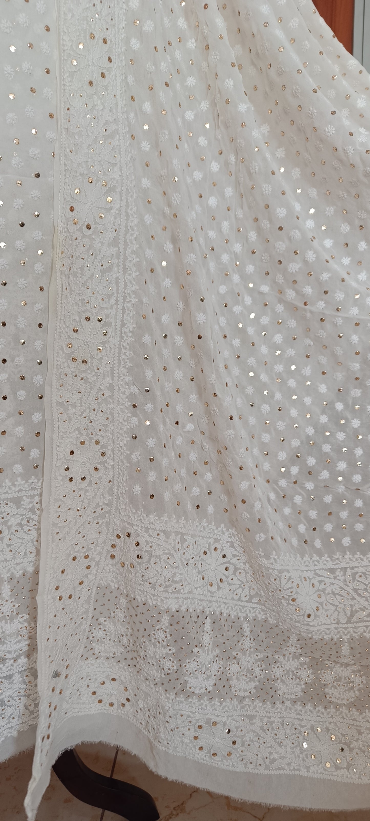 Ruhani Ivory Allover Chikankari and Mukaish Kurta with Jaal Dupatta
