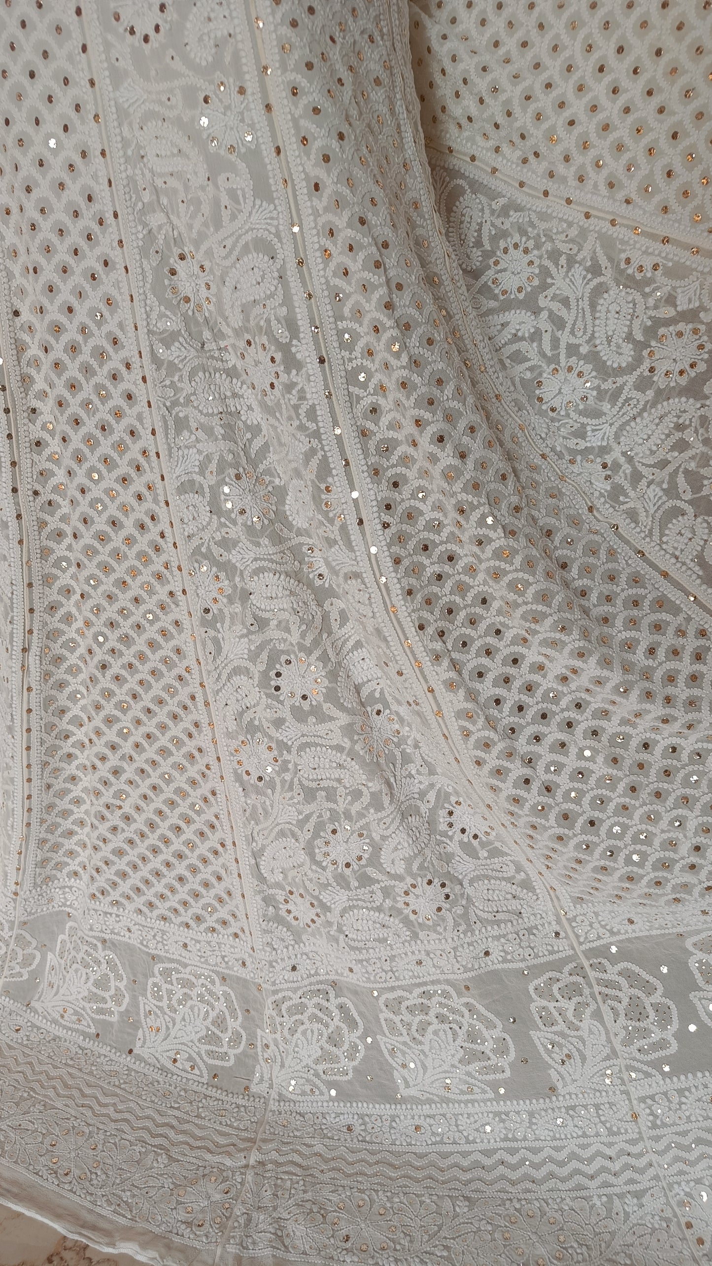 Ruhani Ivory Allover Chikankari and Mukaish Lehenga Skirt