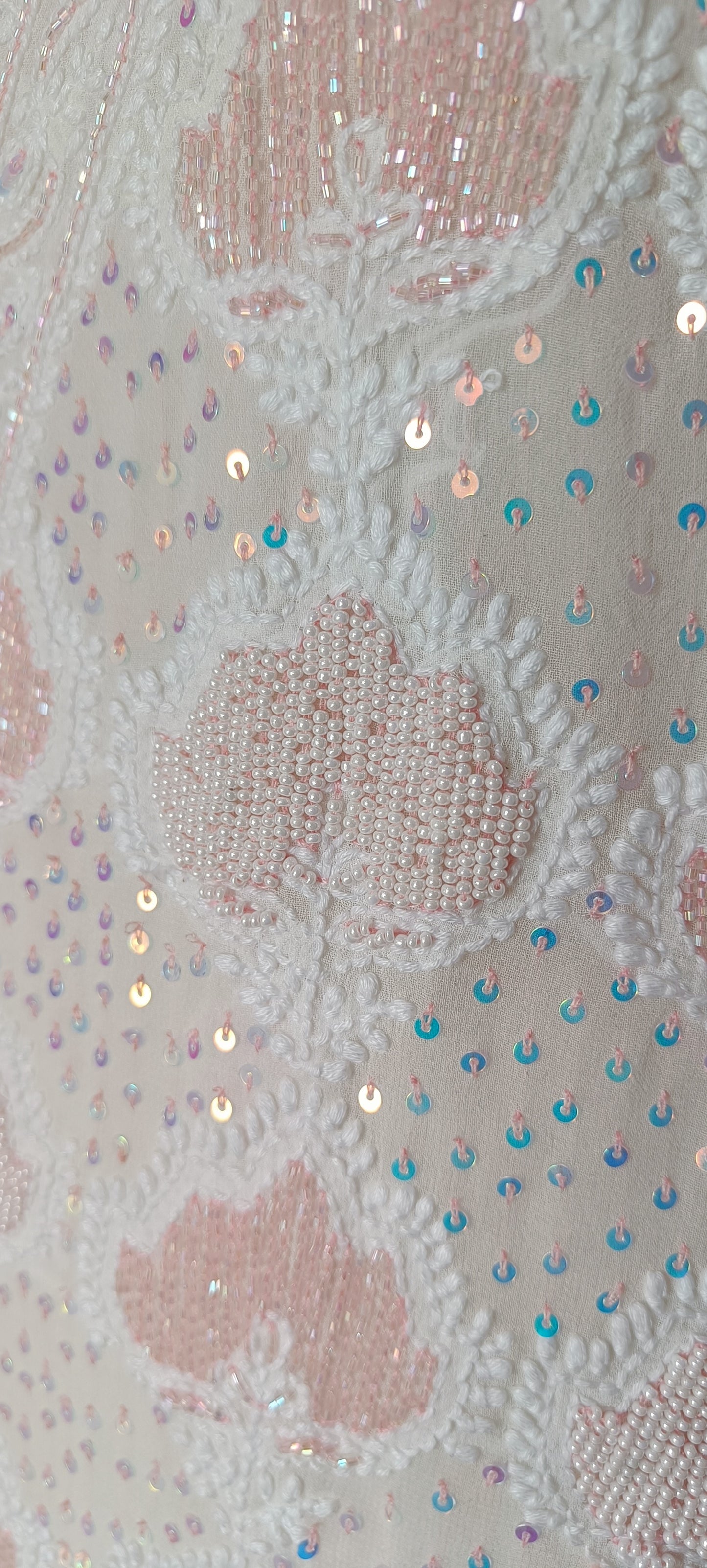 Ruhani Ivory fine Chikankari pearl sequins Kurta and Dupatta