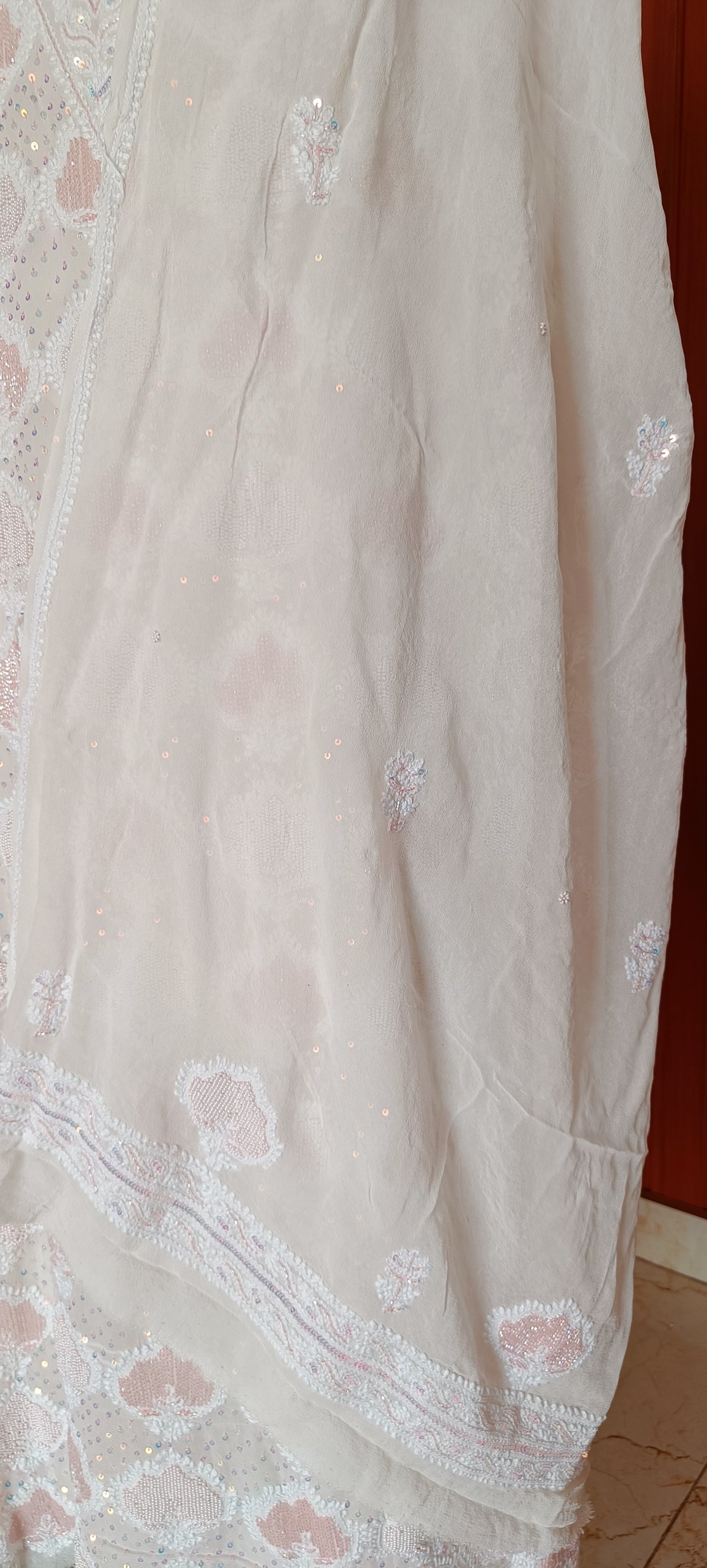 Ruhani Ivory fine Chikankari pearl sequins Kurta and Dupatta