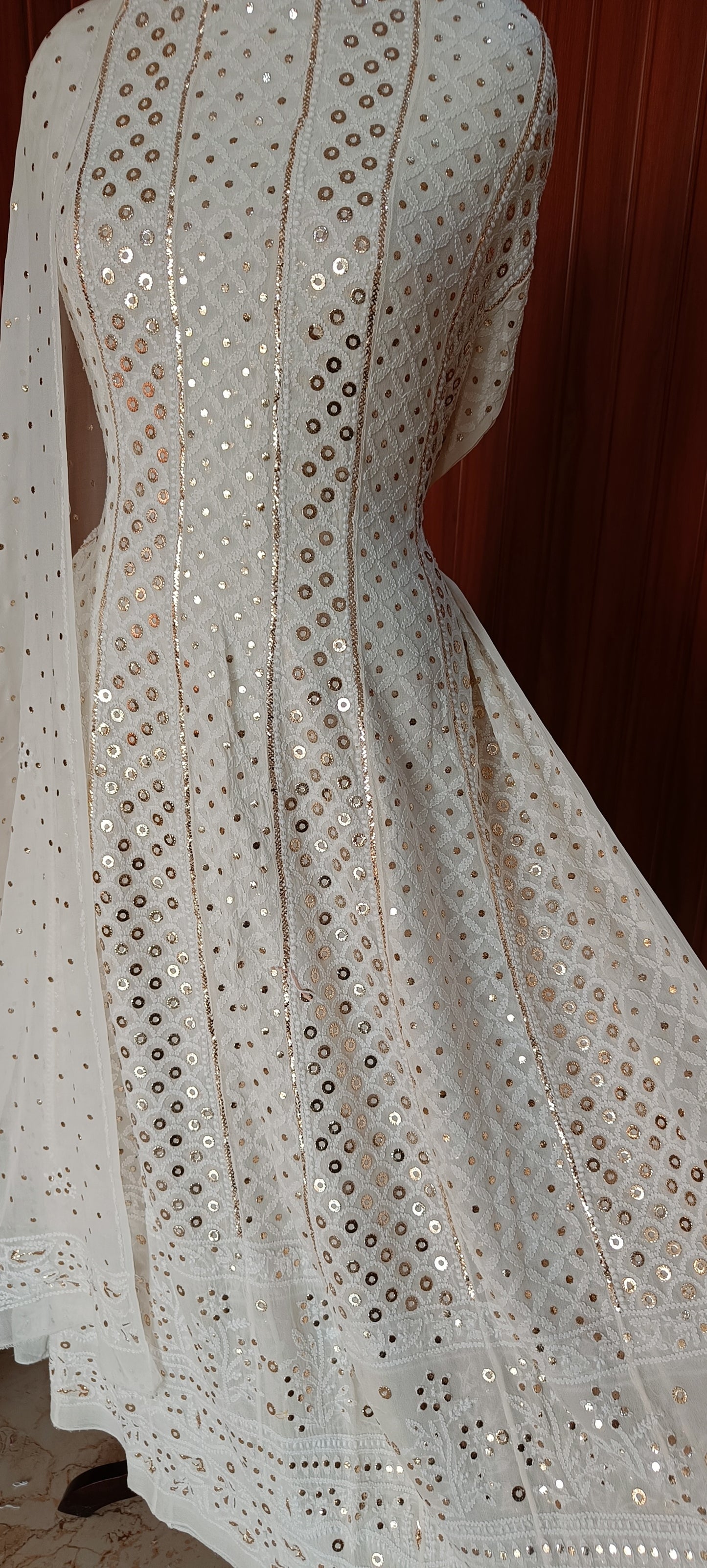 Ruhani Allover Chikankari and Heavy Ring Mukaish Anarkali with Dupatta