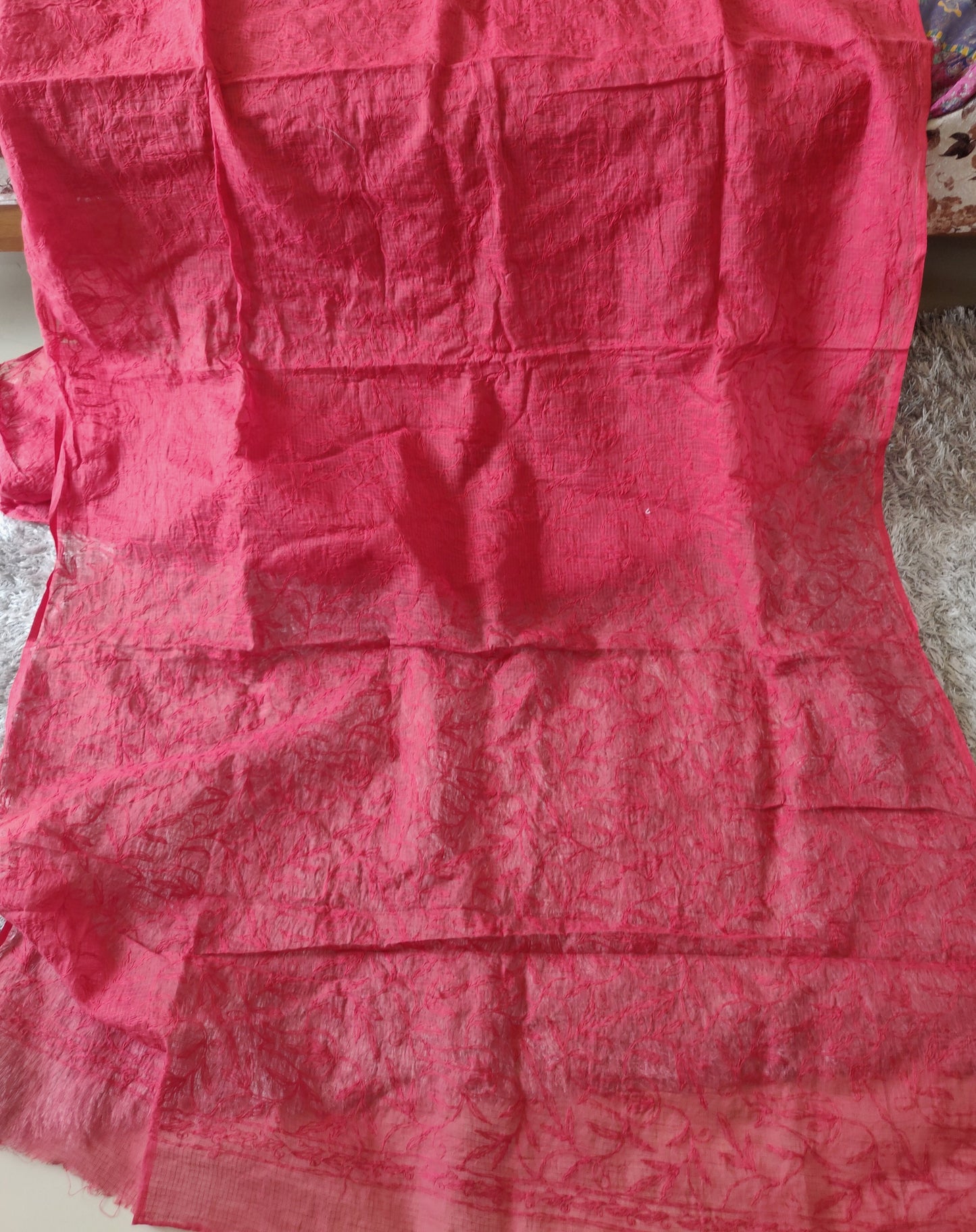 Light red allover TEPCHI work kota saree