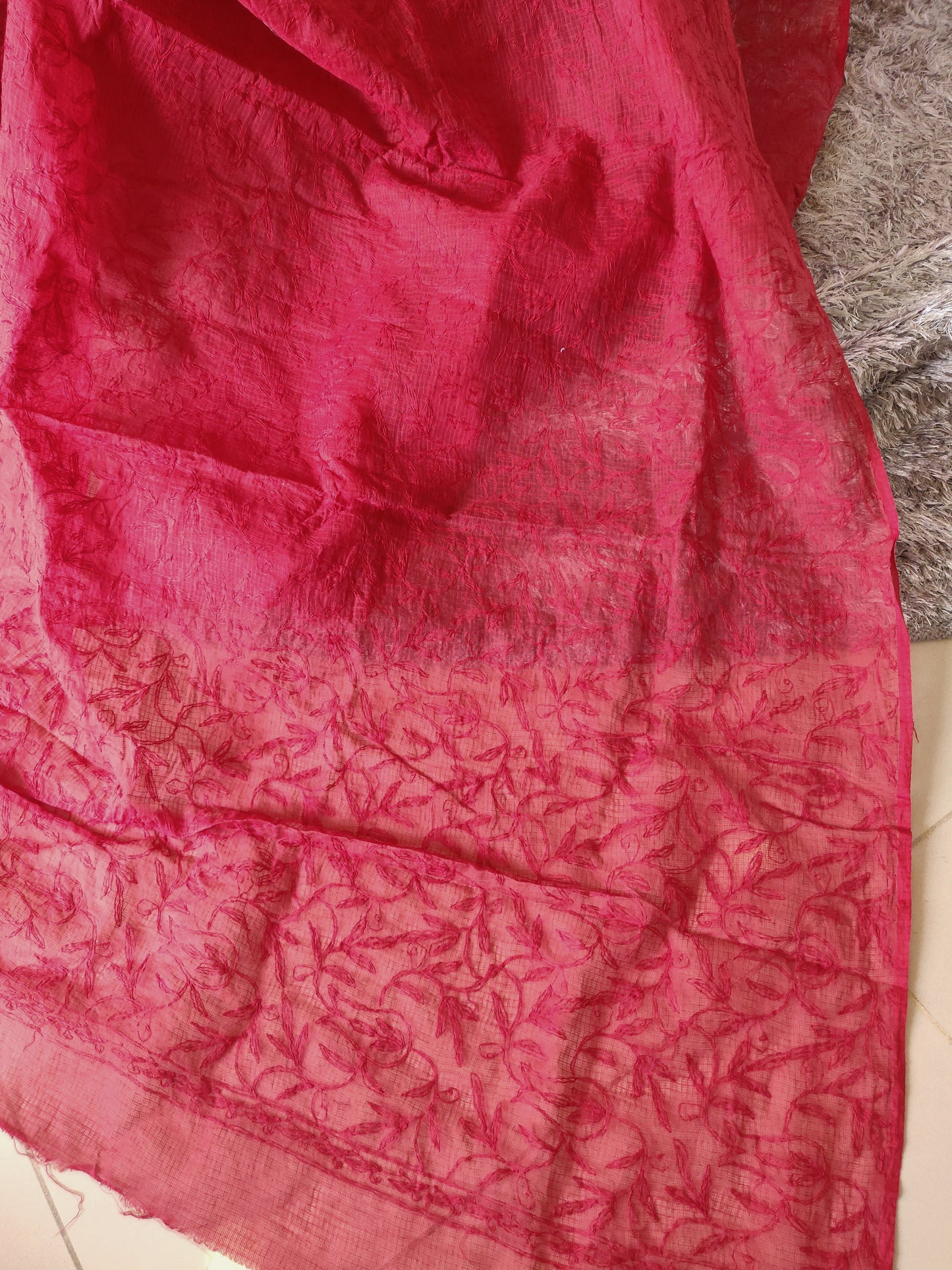 Light red allover TEPCHI work kota saree