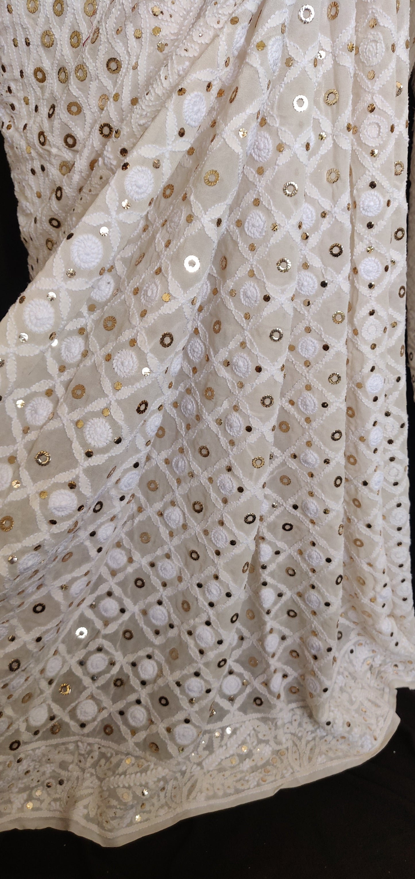 Ruhani Allover Chikankari and Heavy Ring Mukaish Saree