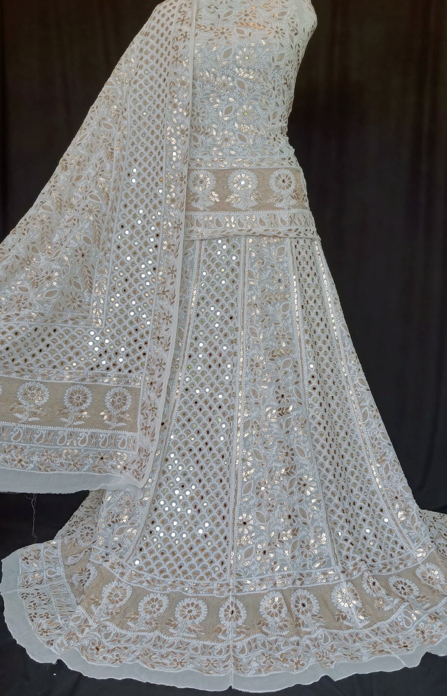 Ruhani Chikankari Gota and Mirror Work Georgette Lehenga Set