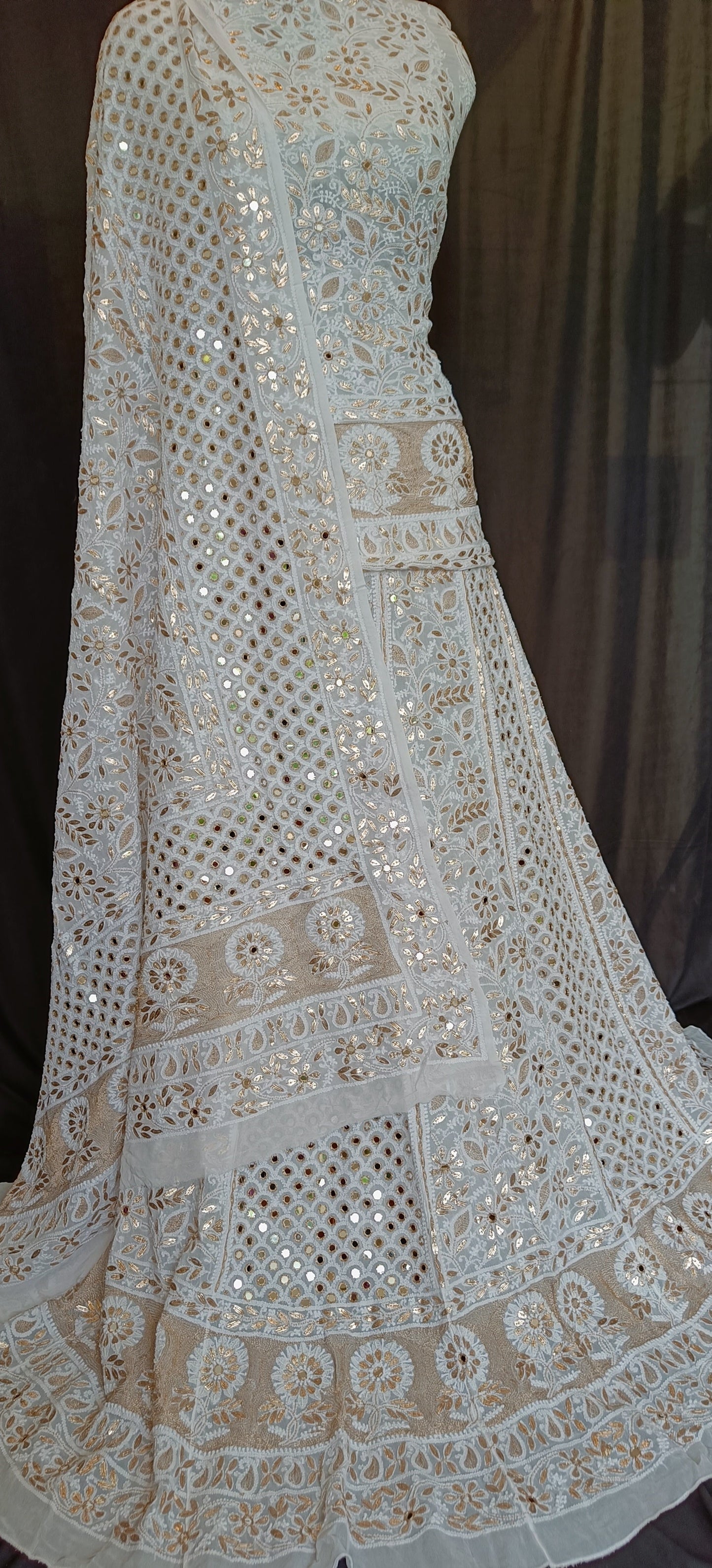 Ruhani Chikankari Gota and Mirror Work Georgette Lehenga Set