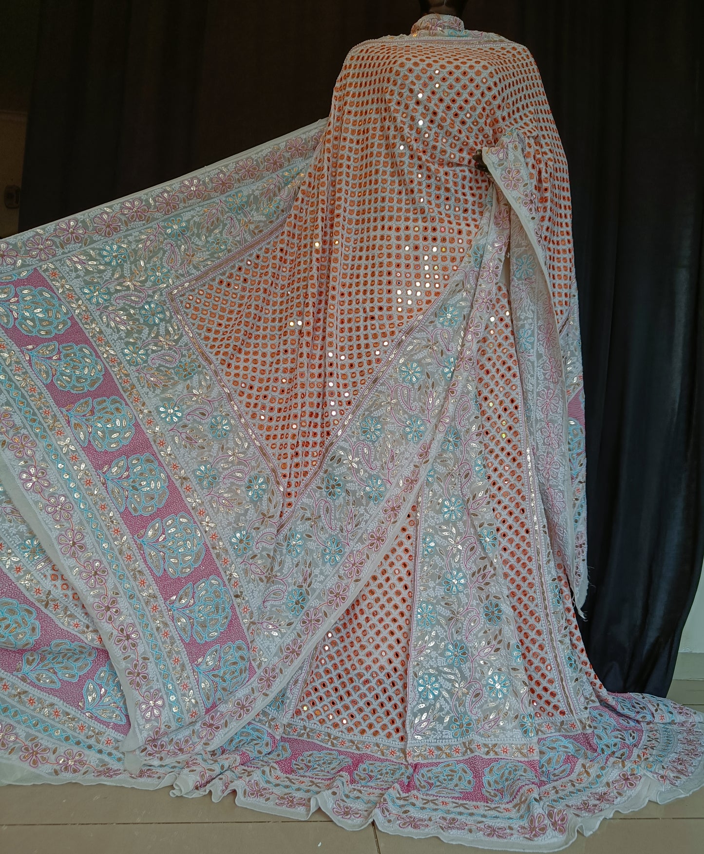 Ruhani Chikankari Mirror Gota and Multicolored Thread Work Wedding Lehenga