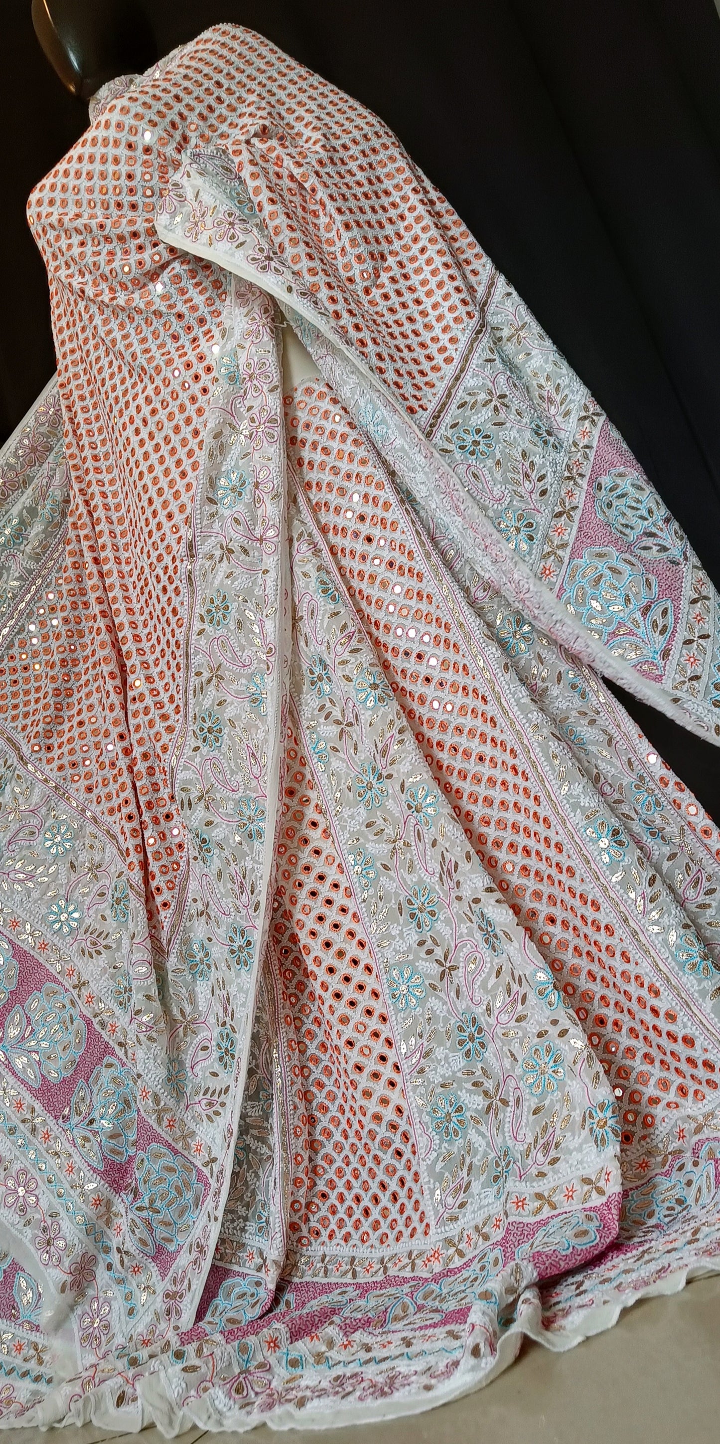 Ruhani Chikankari Mirror Gota and Multicolored Thread Work Wedding Lehenga
