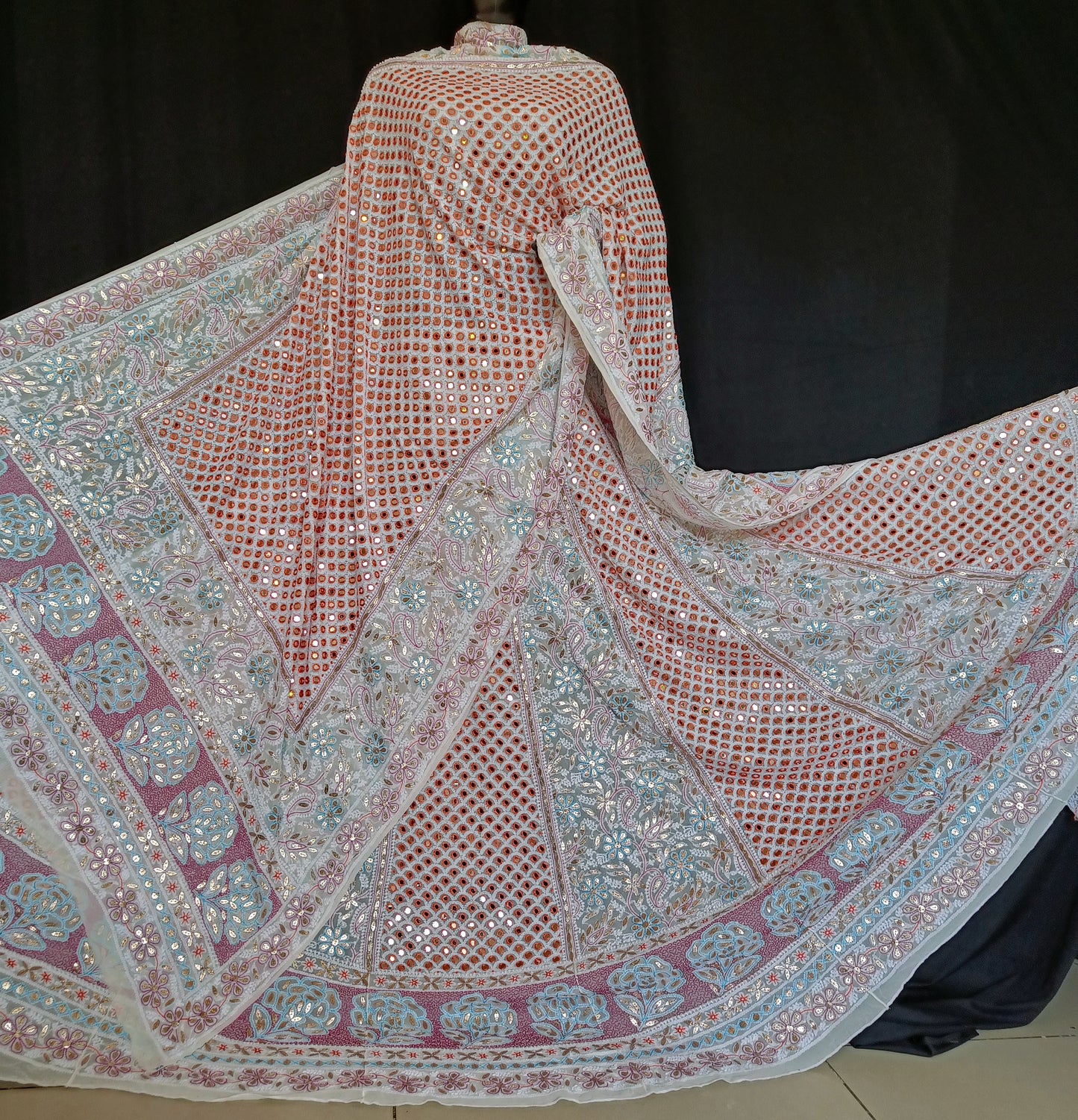 Ruhani Chikankari Mirror Gota and Multicolored Thread Work Wedding Lehenga