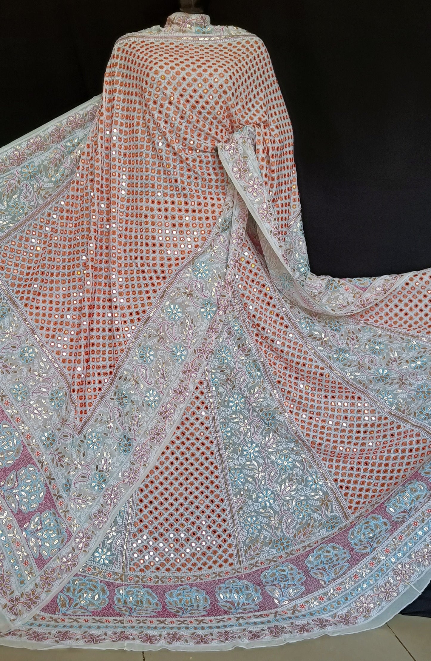 Ruhani Chikankari Mirror Gota and Multicolored Thread Work Wedding Lehenga