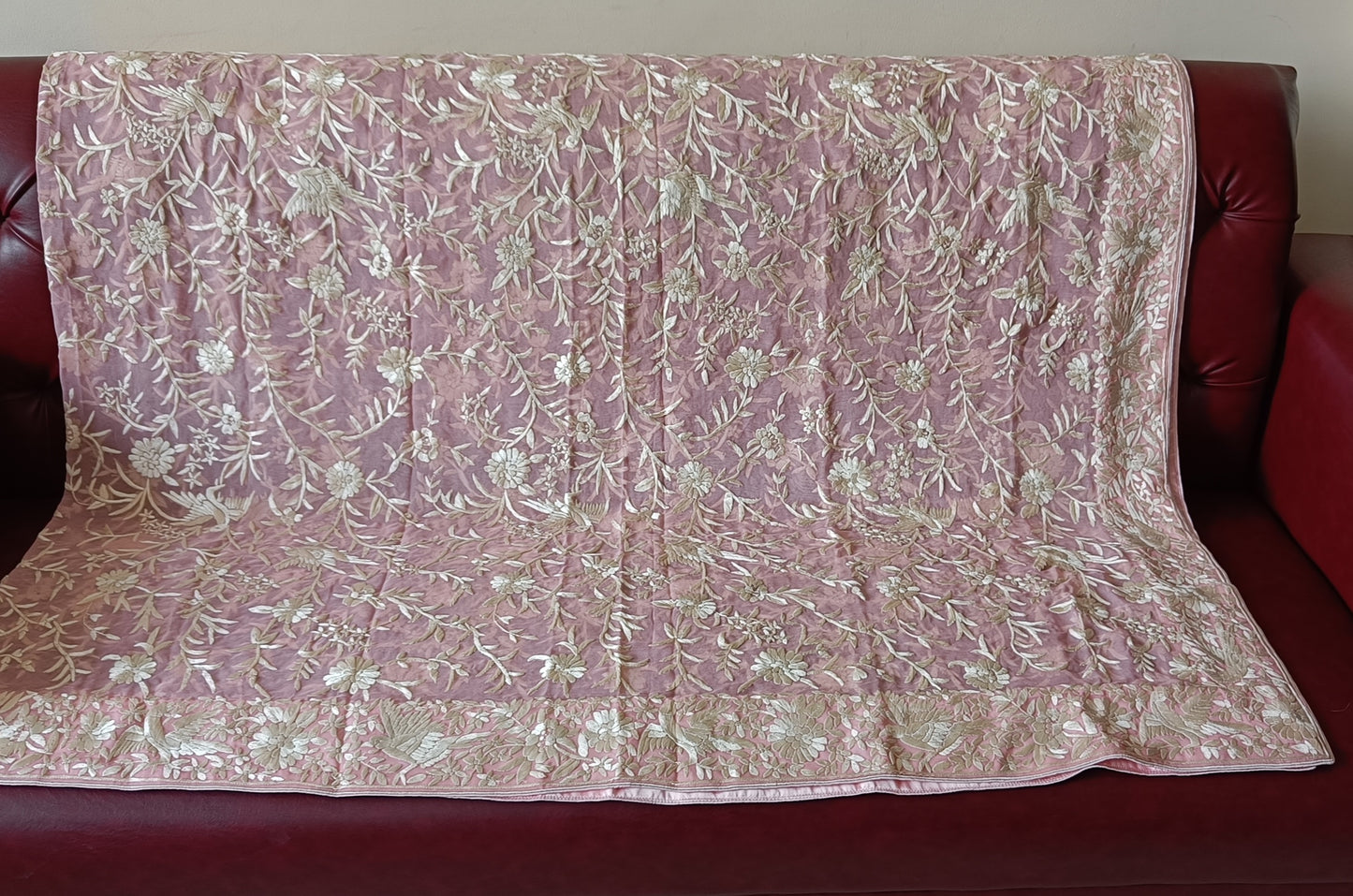 Pink Masterpiece Parsi Gara Dupatta Hand Embroidered