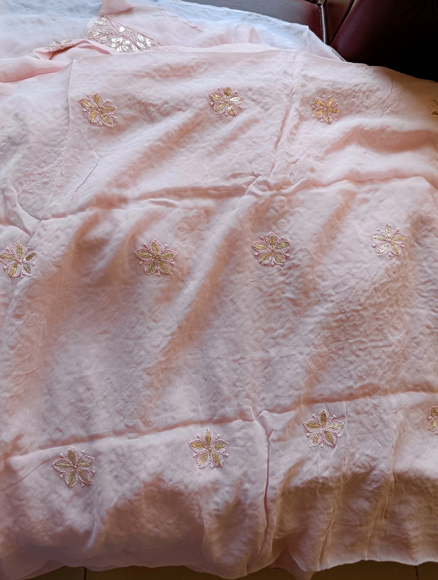 Dusty Pink Chikankari mirror and gota patti kurta and Dupatta