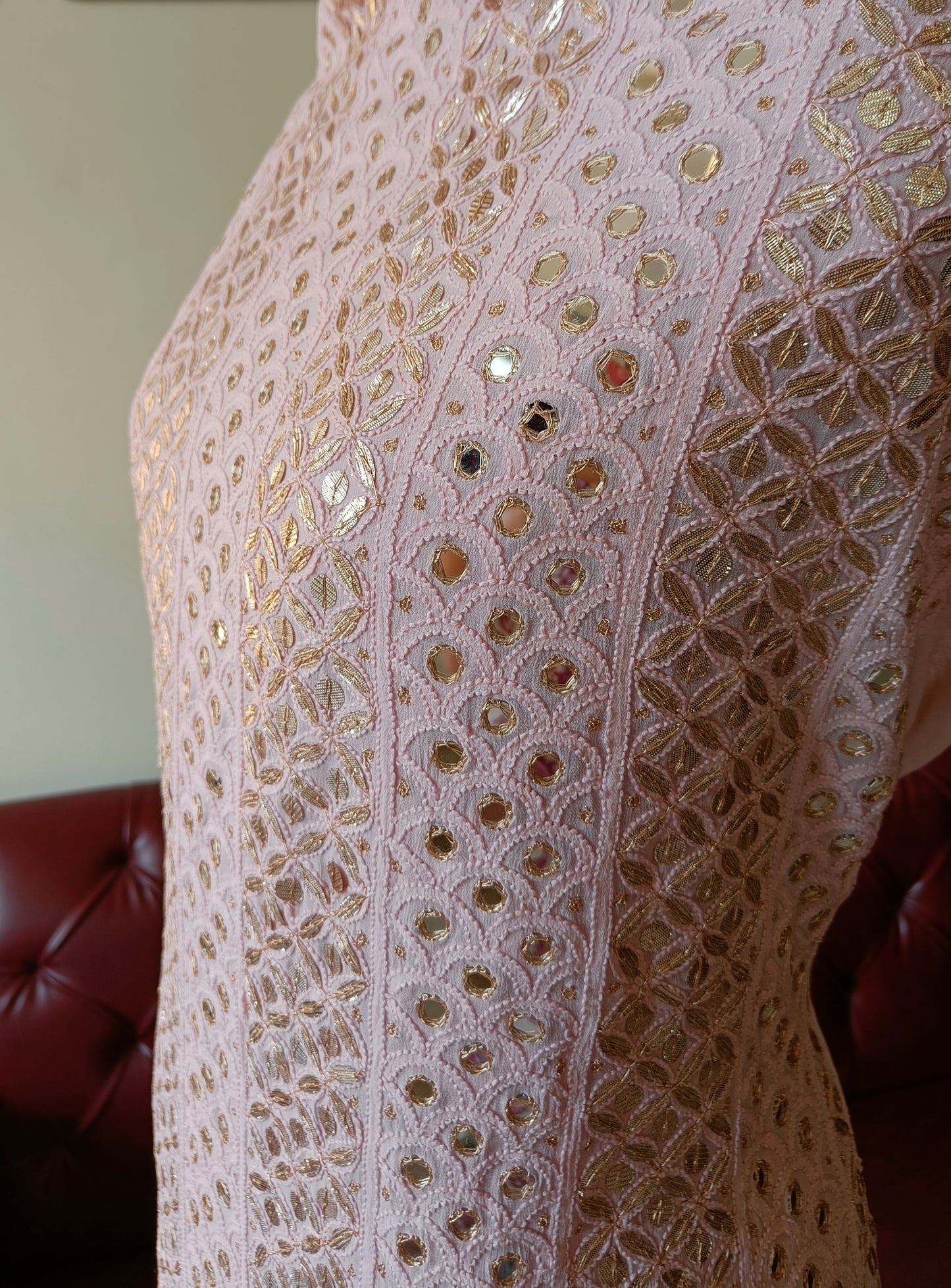 Dusty Pink Chikankari mirror and gota patti kurta and Dupatta