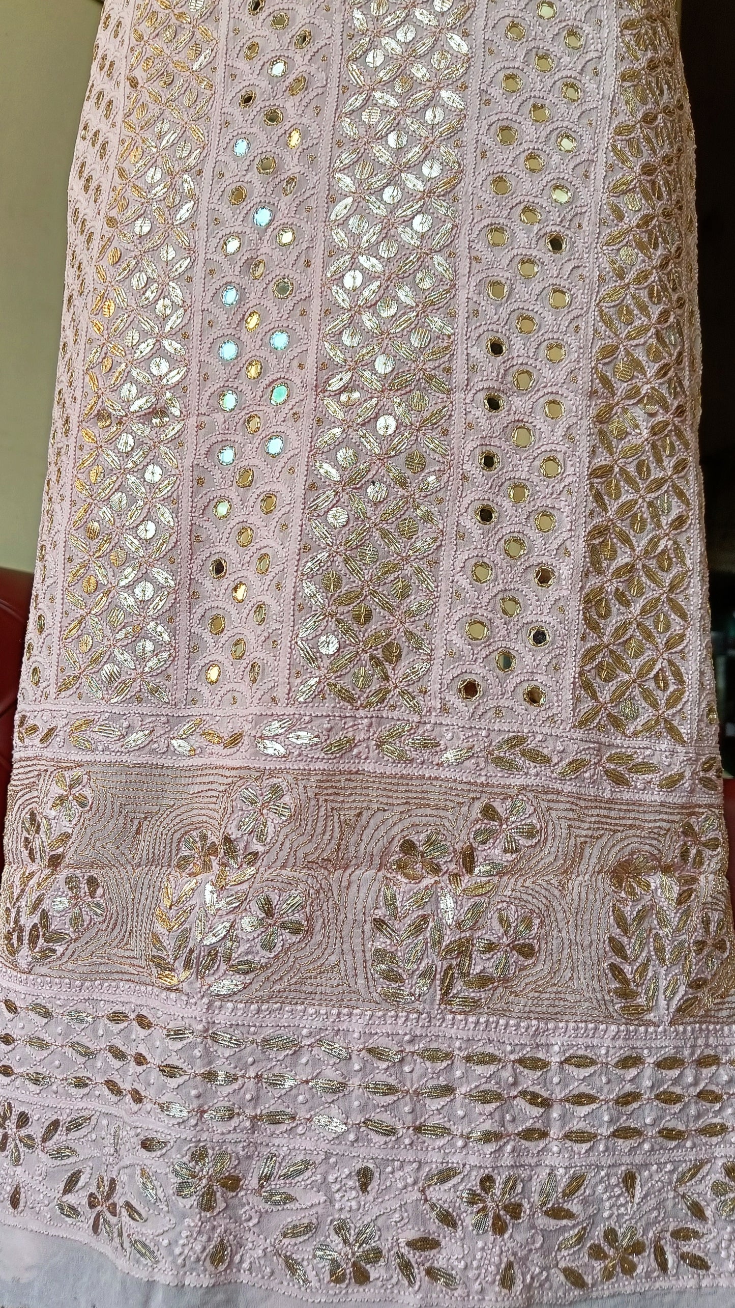 Dusty Pink Chikankari mirror and gota patti kurta and Dupatta
