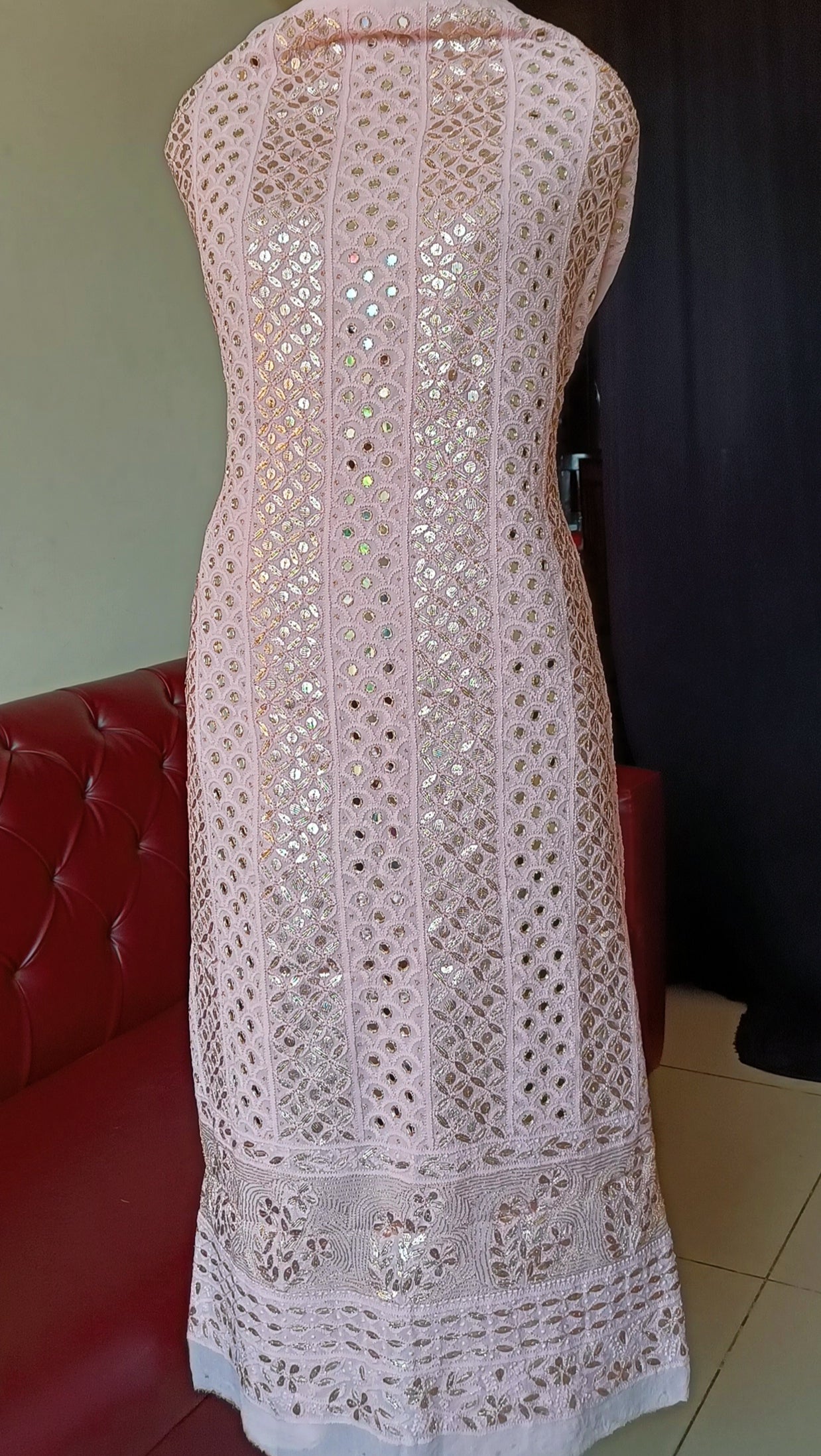 Dusty Pink Chikankari mirror and gota patti kurta and Dupatta