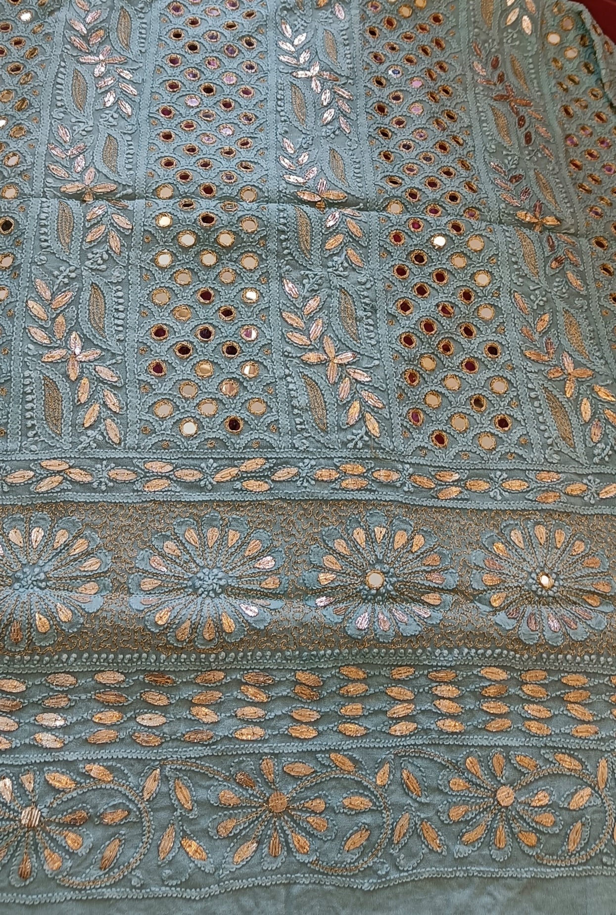 Ocean blue Chikankari mirror and gota patti kurta and Dupatta