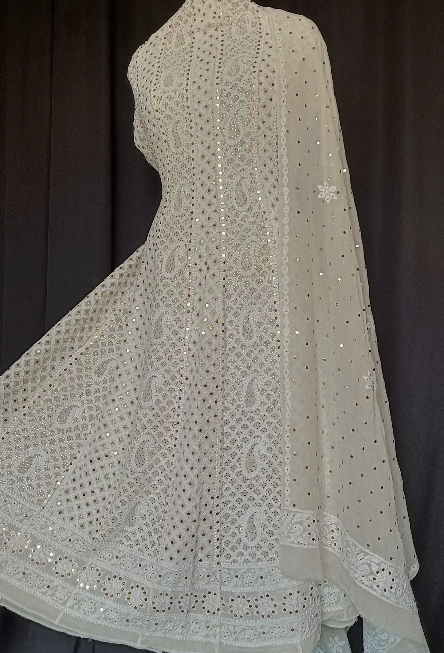 Ruhani Allover Chikankari and Heavy Mukaish Anarkali with Dupatta