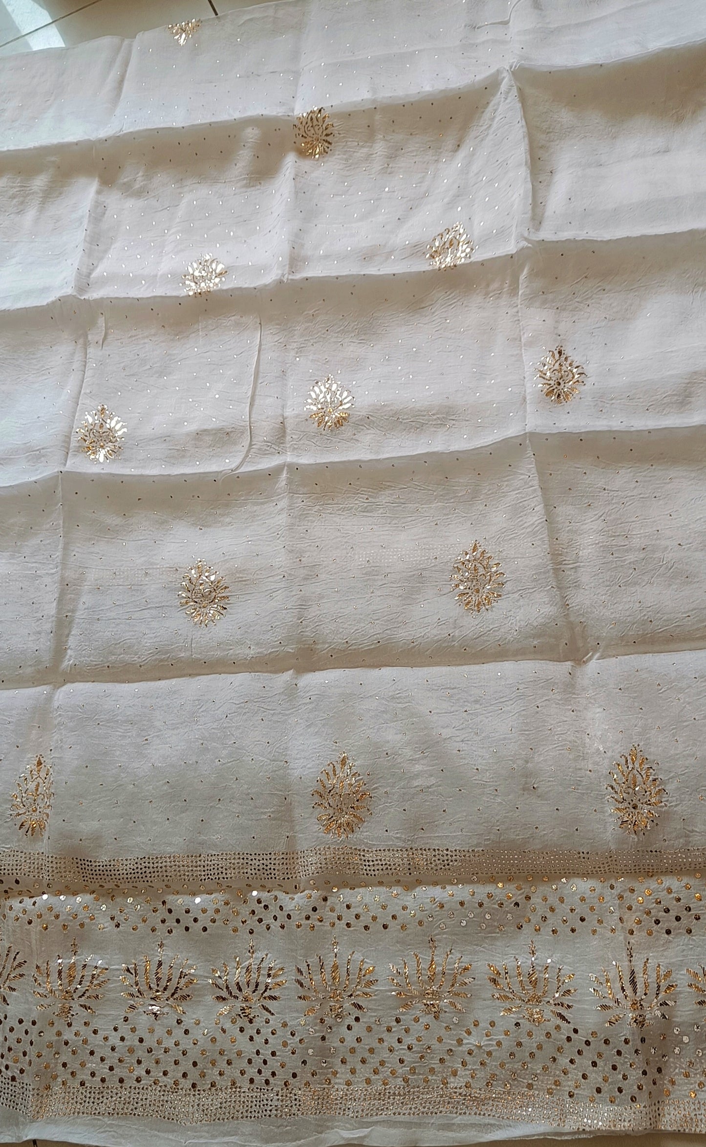 Ivory Pure Organza Allover Mukaish Kurta and Dupatta set